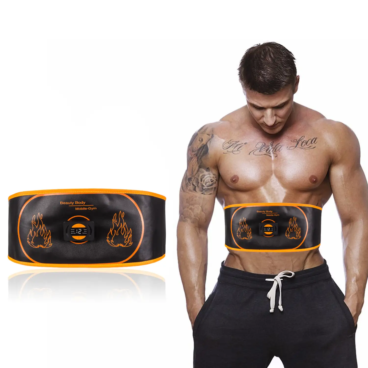 Cinturón estimulador eléctrico de cintura y abdomen EMS Smart Fitness. Batería recargable. 15 intensidades, 6 modos. Promueve la circulación sanguínea.
