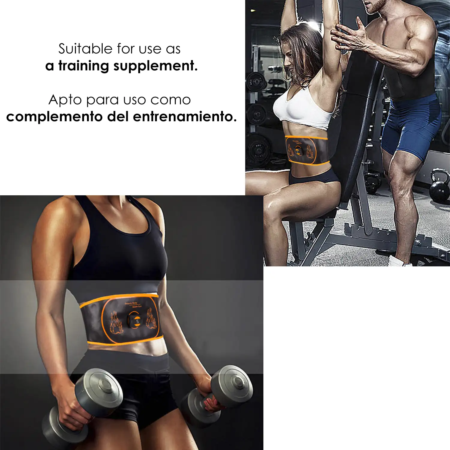 Cinturón estimulador eléctrico de cintura y abdomen EMS Smart Fitness. Batería recargable. 15 intensidades, 6 modos. Promueve la circulación sanguínea.