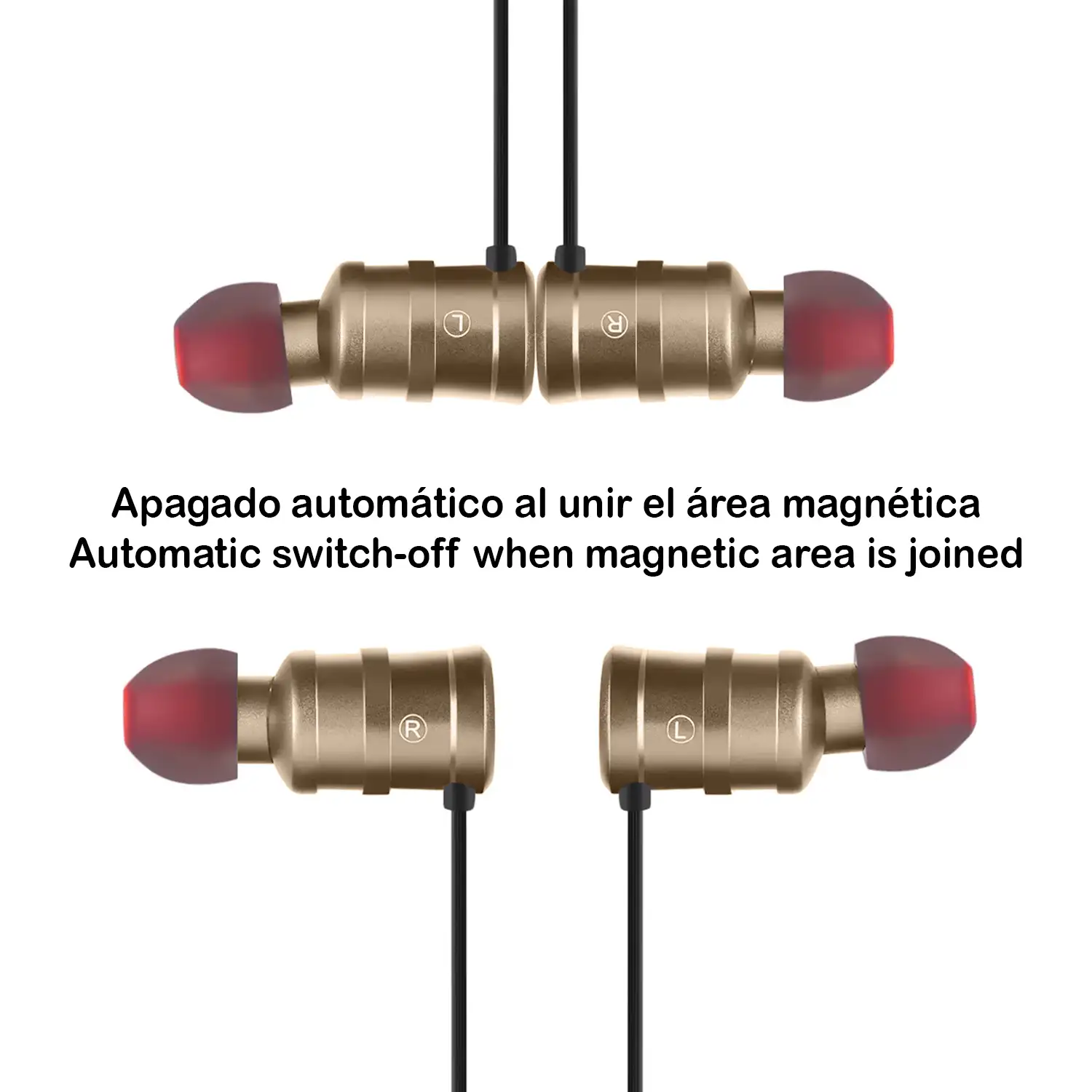 Auriculares deportivos Bluetooth 4.1 AK5 magnéticos. Batería de larga duración. Interruptor magnético inteligente.