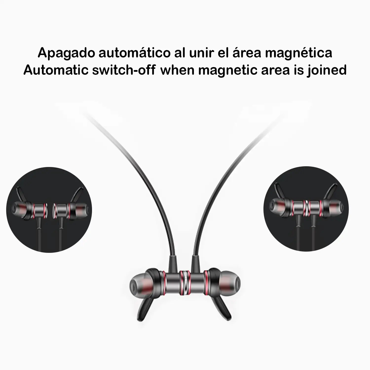 Auriculares deportivos Bluetooth 4.1 KDK09 magnéticos metálicos. Apagado inteligente.