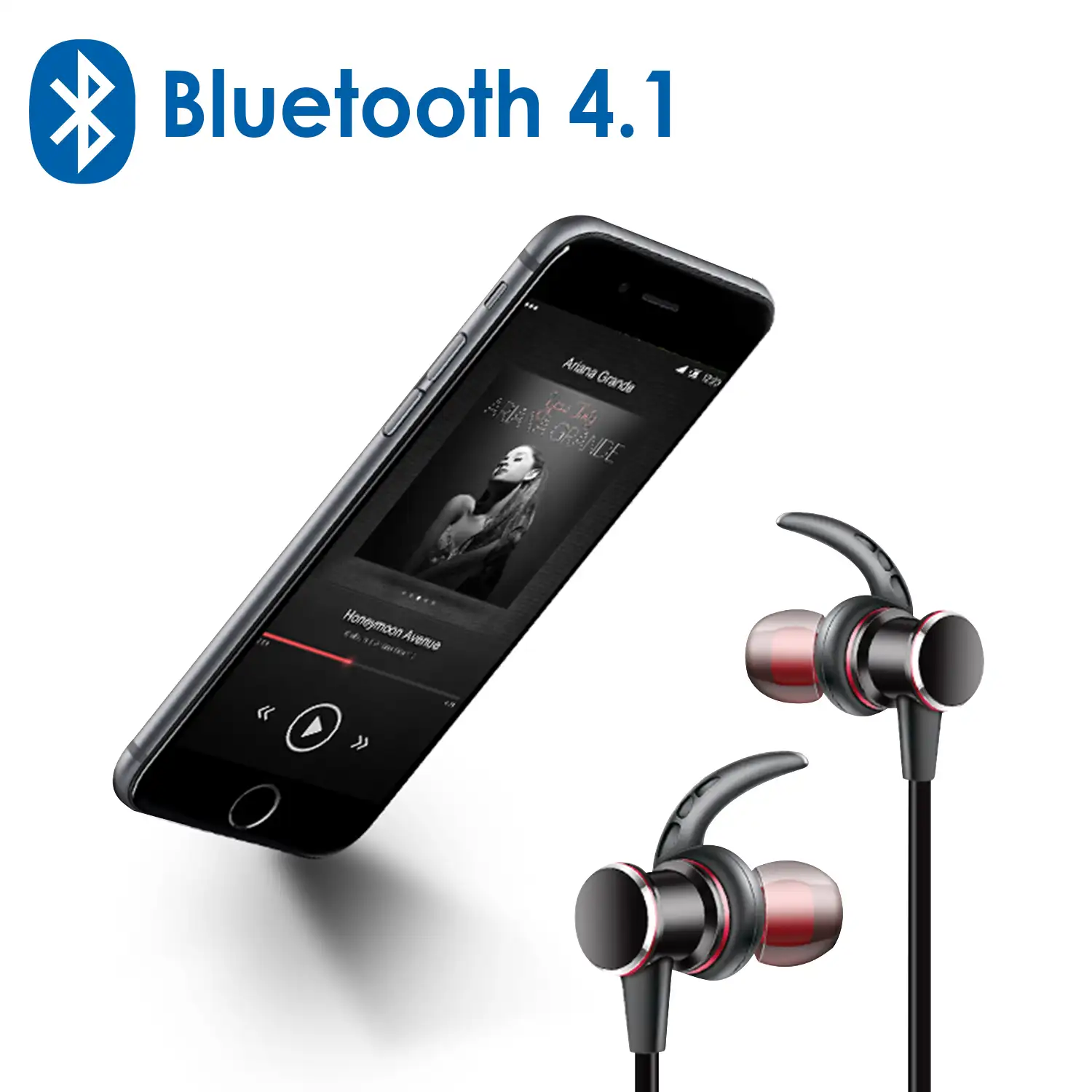 Auriculares deportivos Bluetooth 4.1 KDK09 magnéticos metálicos. Apagado inteligente.