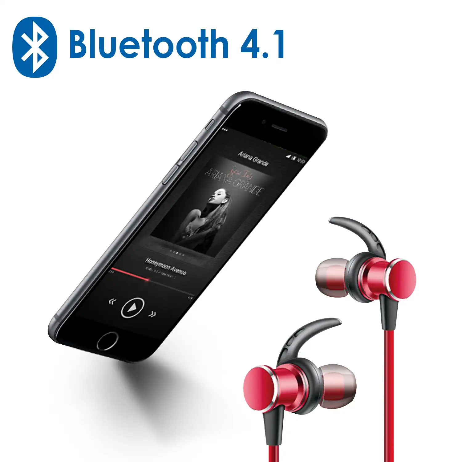 Auriculares deportivos Bluetooth 4.1 KDK09 magnéticos metálicos. Apagado inteligente.