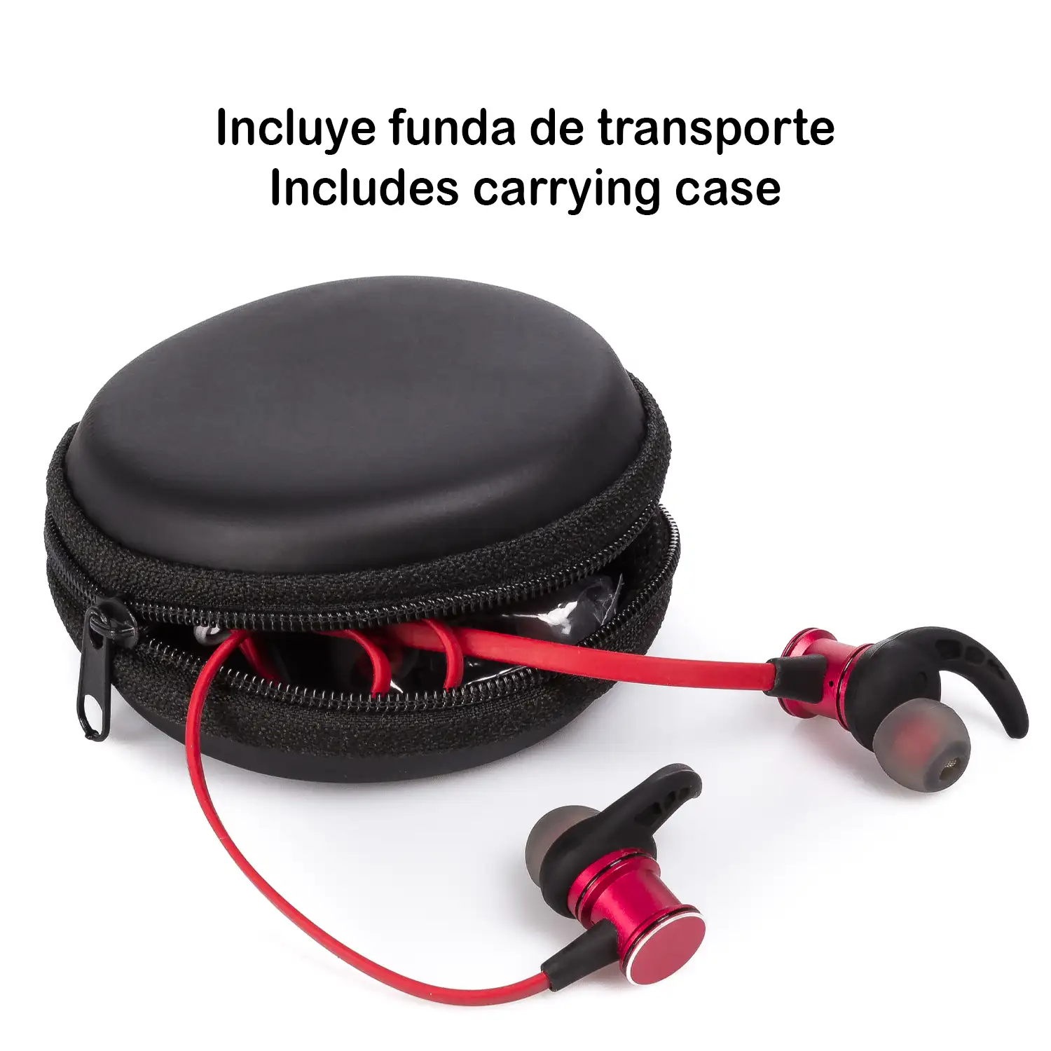 Auriculares intraurales con conexión Bluetooth 4.1. y estuche de transporte.