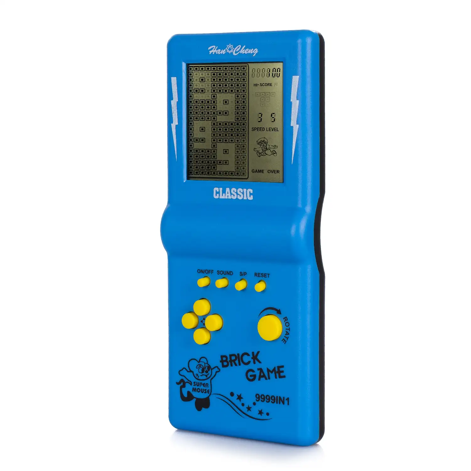 Consola portátil con 23 juegos clásicos Brick Game. Tetris, rompecabezas, dificultad y velocidad ajustable.