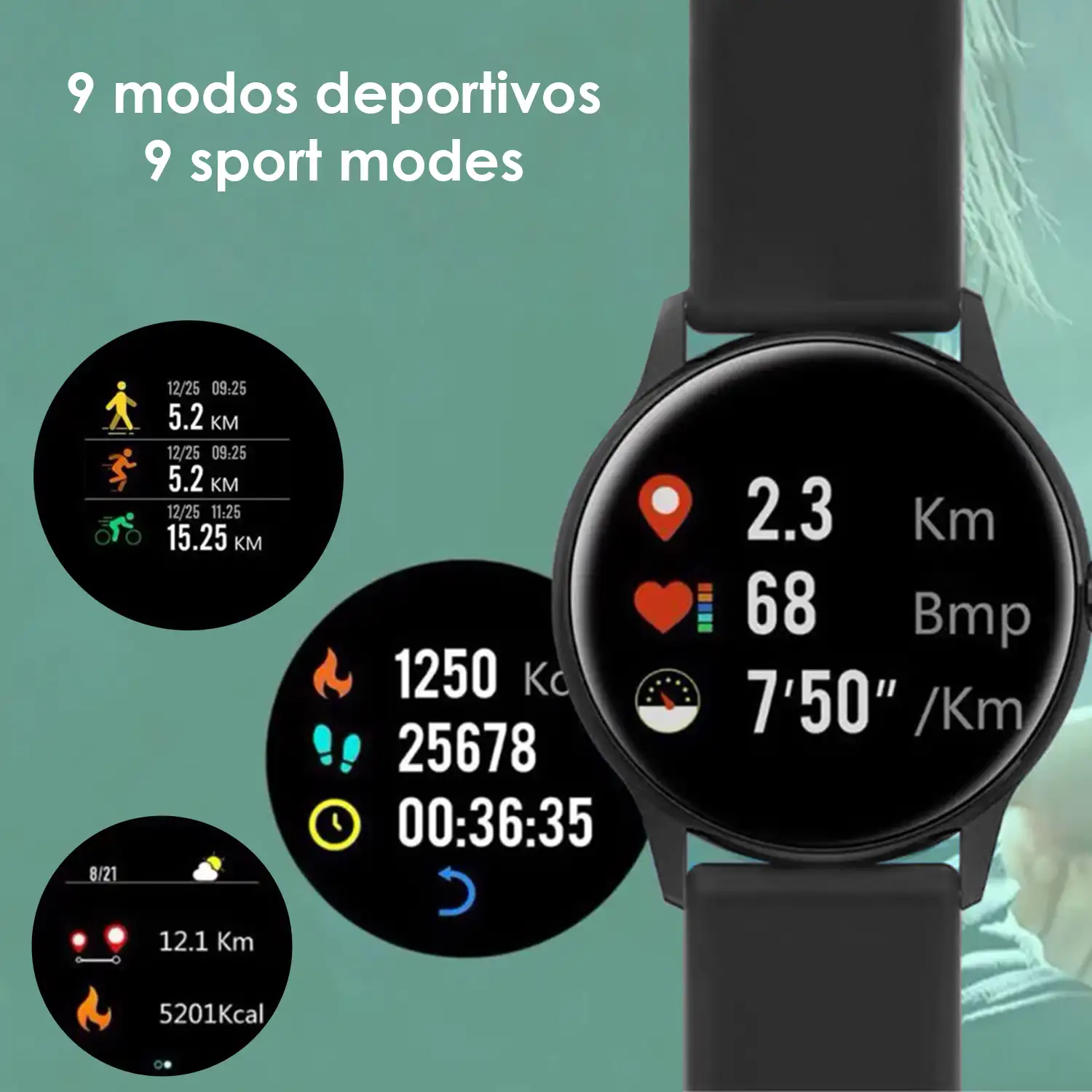 Smartwatch DT88 PRO con monitor cardiaco, ECG,  tensión y O2 en sangre. 9 modos deportivos.