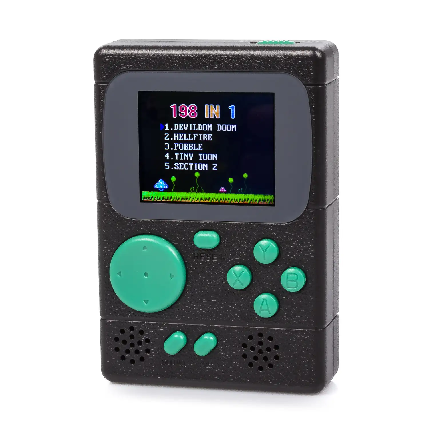 Mini consola portátil retro Pocket Player con 198 juegos de 8 bits, pantalla de 2 pulgadas.