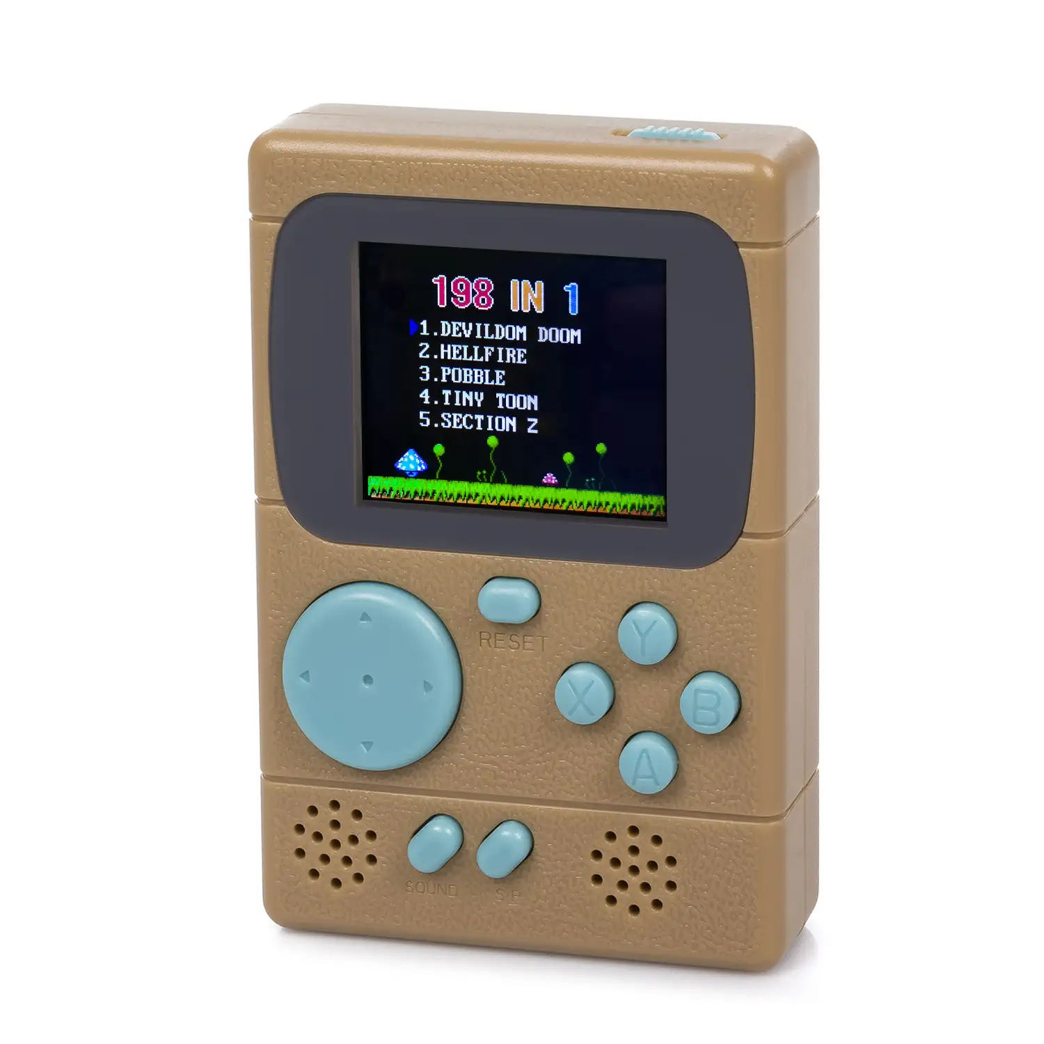 Mini consola portátil retro Pocket Player con 198 juegos de 8 bits, pantalla de 2 pulgadas.