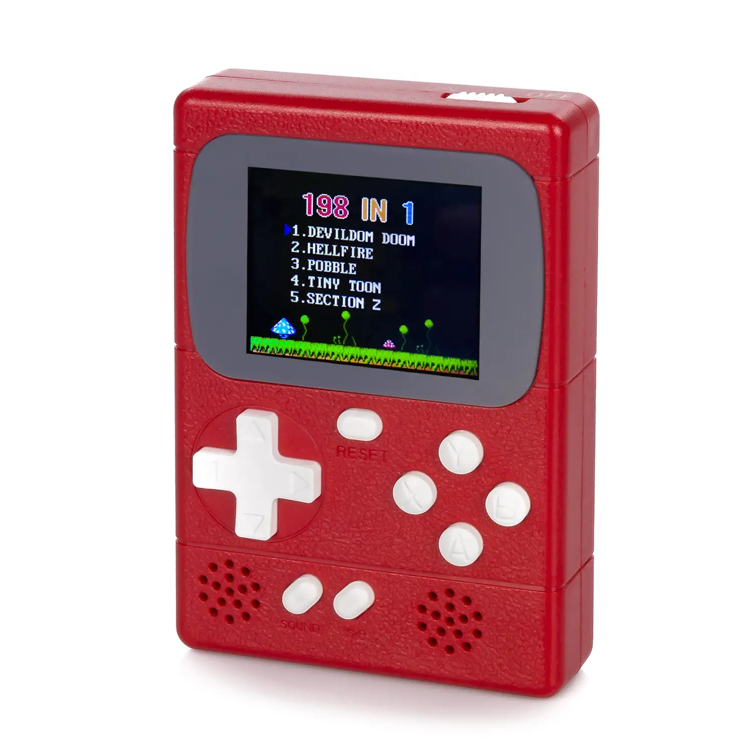 Mini consola portátil retro Pocket Player con 198 juegos de 8 bits, pantalla de 2 pulgadas.