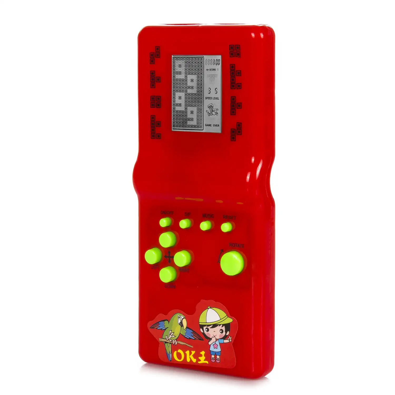 Consola portátil con 26 juegos clásicos Brick Game. Tetris, rompecabezas, dificultad y velocidad ajustable.