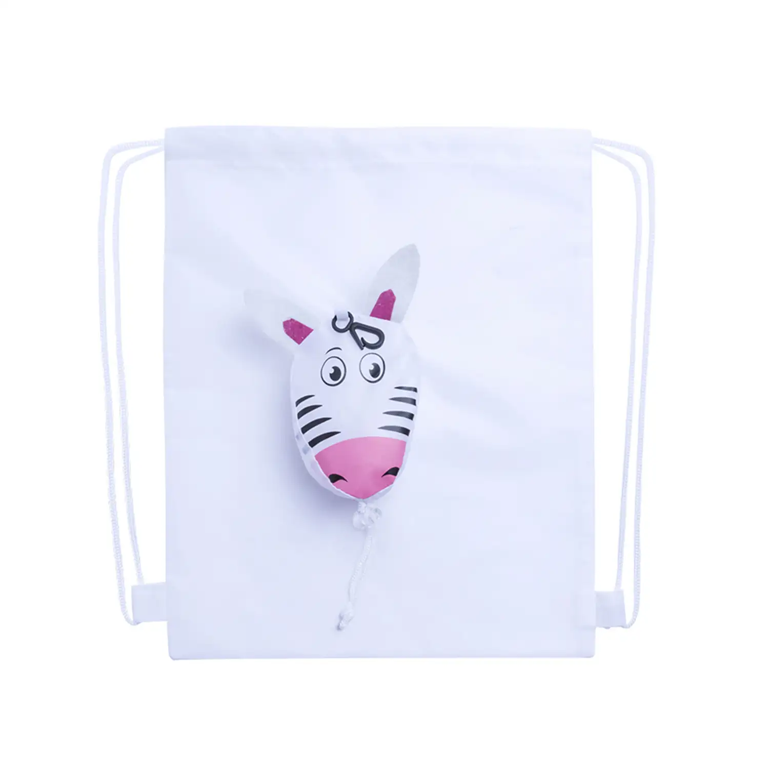 Mochila de cuerdas Kissa plegable para niño, en poliéster 190T. Plegado de pequeño tamaño en forma de cebra.