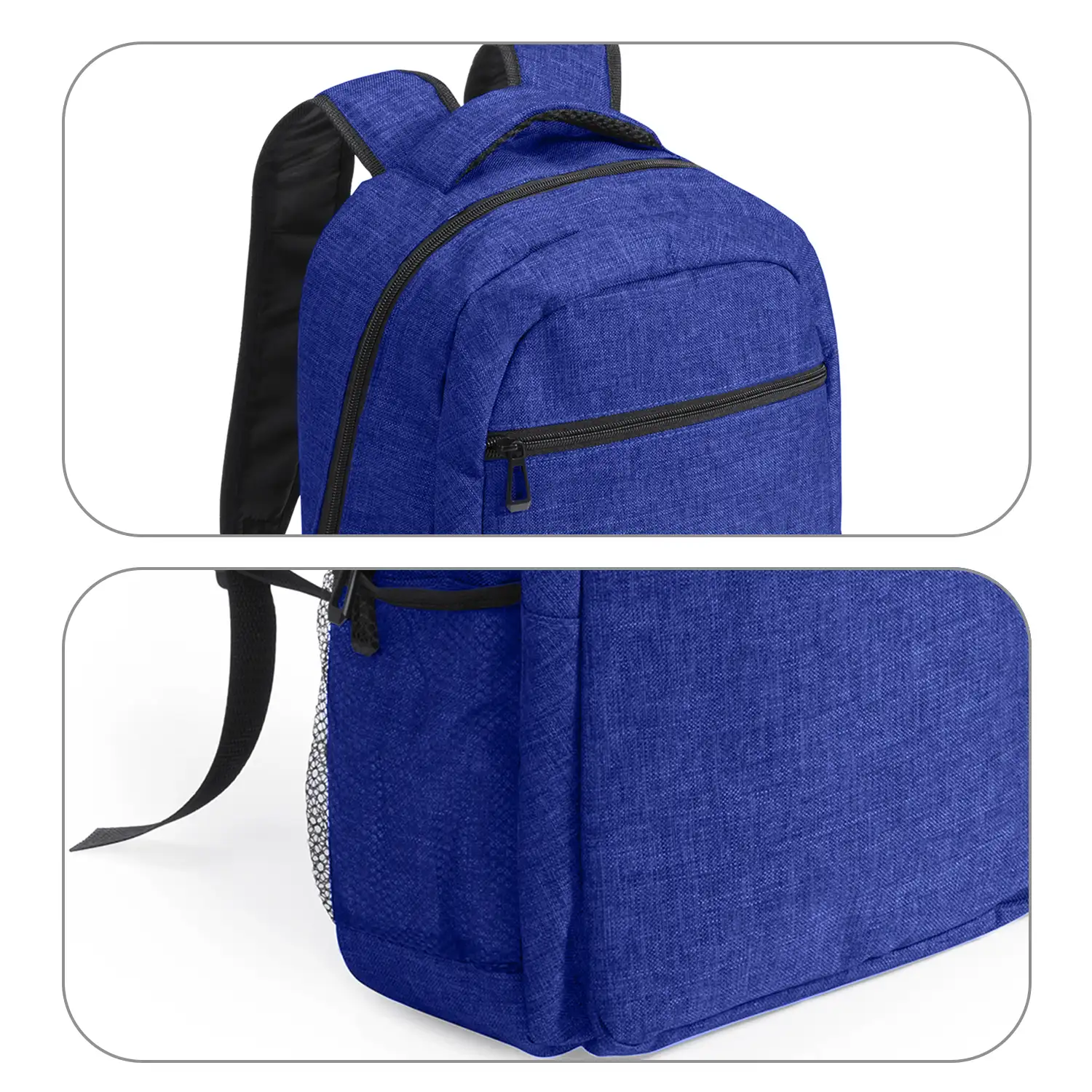 Mochila Verbel en acabado denim 600D. Compartimento interior acolchado para portátil.