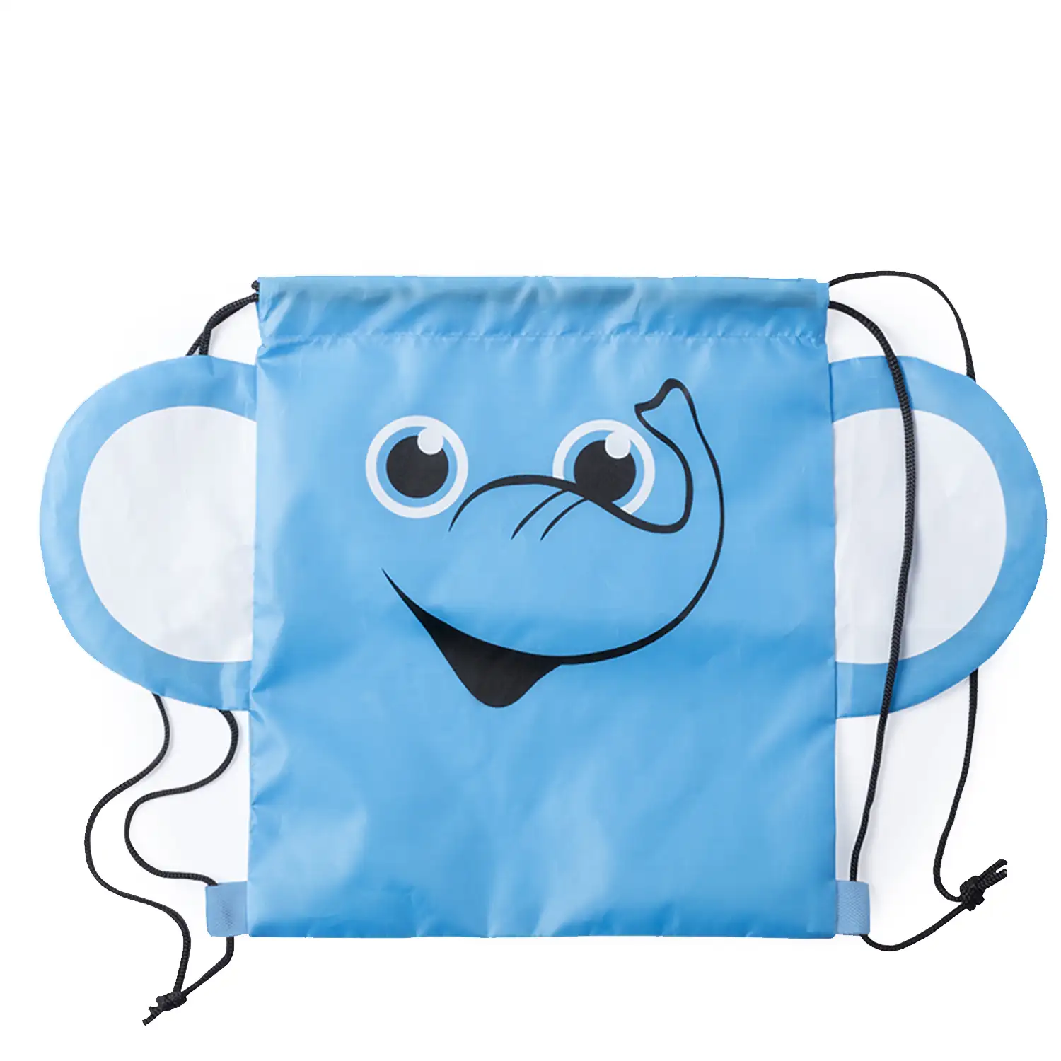 Mochila de cuerdas Llorel plegable para niño, en suave poliéster 210T. Diseño elefante.