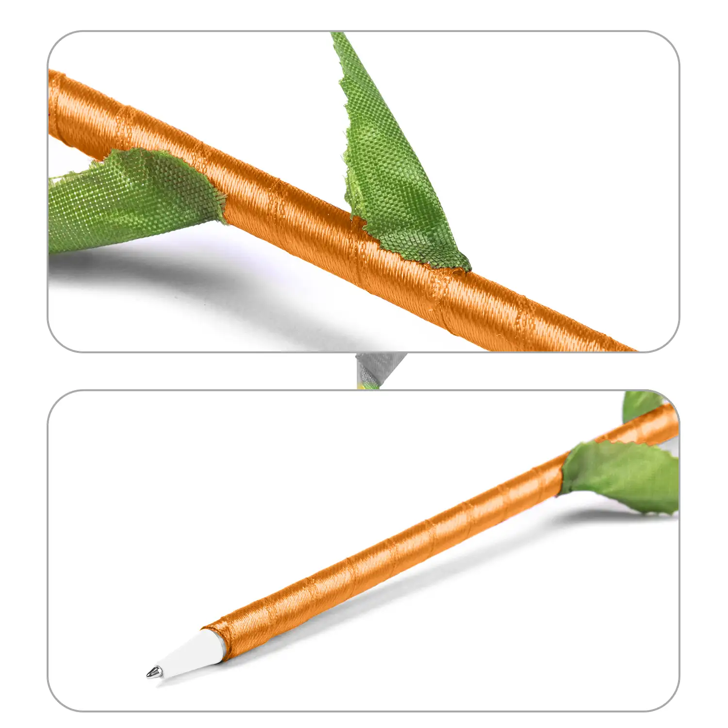 Bolígrafo Ximor con forma de naranja y capucha a juego. Con tinta negra.