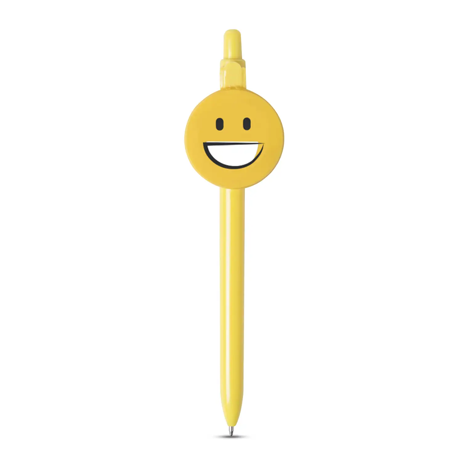 Bolígrafo Fricum diseño emoji sonrisa. Con mecanismo pulsador y tinta azul.
