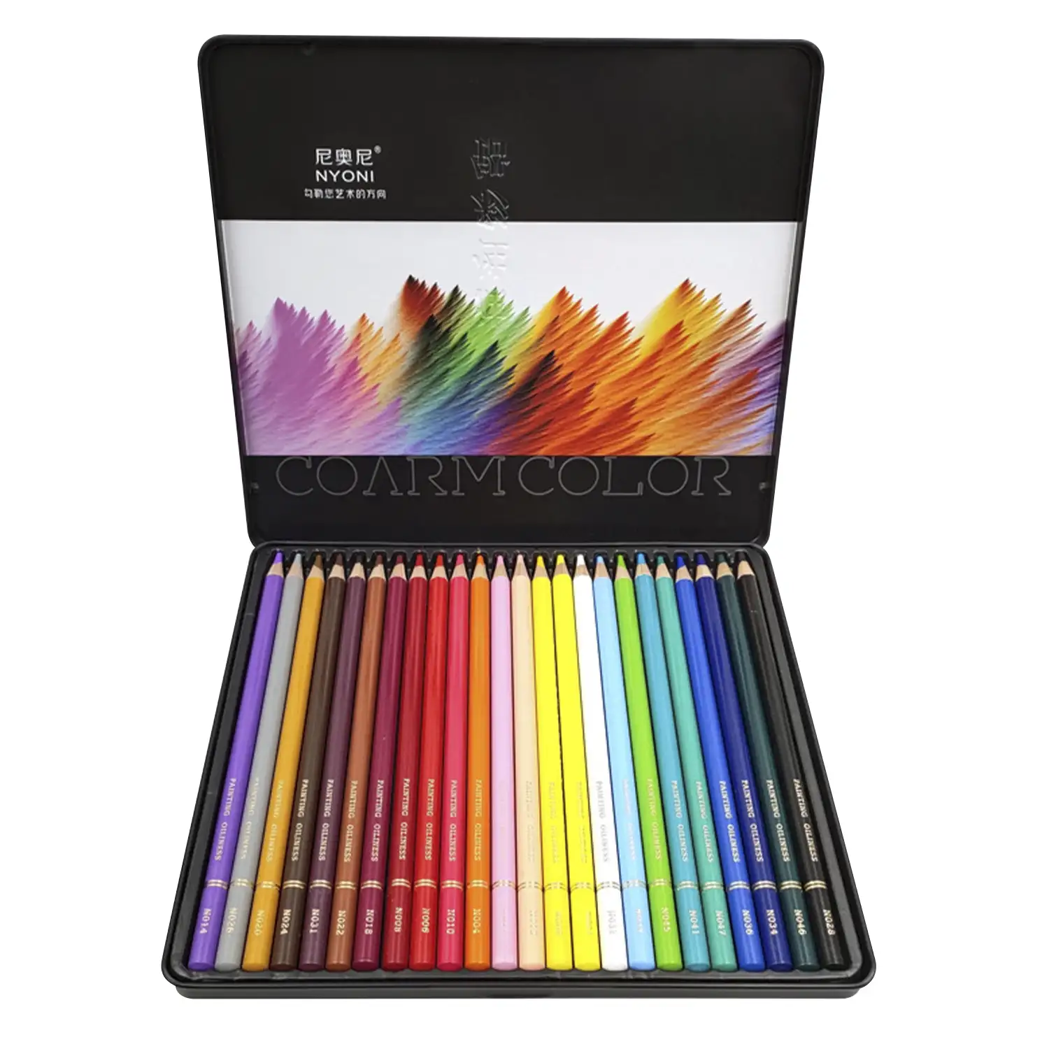 Set de 24 lápices de colores. Fabricados en madera, forma redonda profesional.