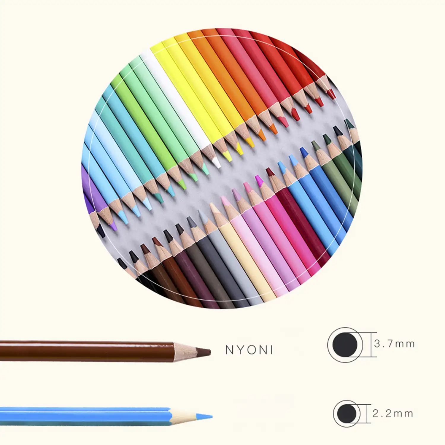 Set de 36 lápices de colores. Fabricados en madera, forma redonda profesional.