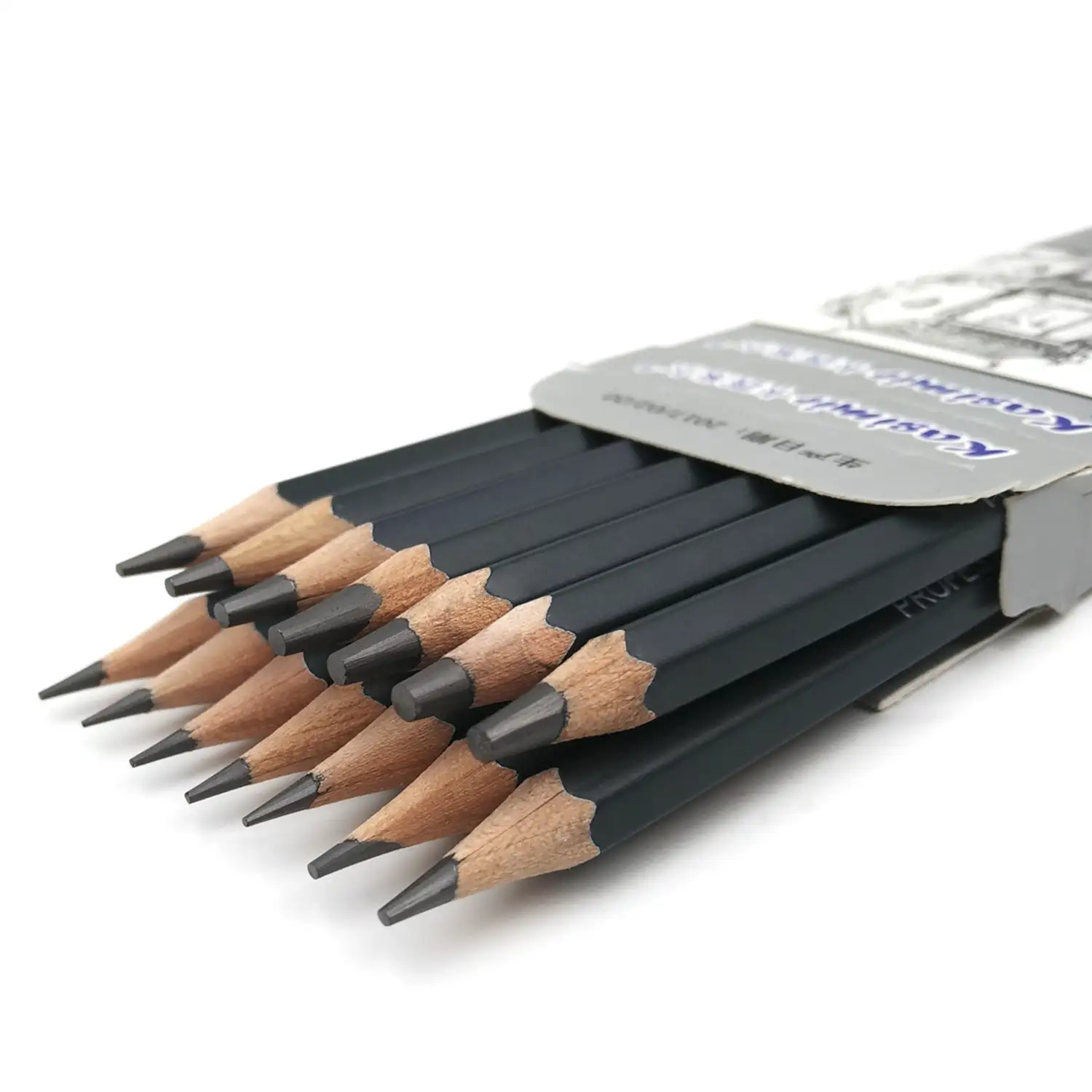 Set de 14 lápices de grafito Kasimir diseño profesional en diferentes grosores y durezas. De 12B a 6H.