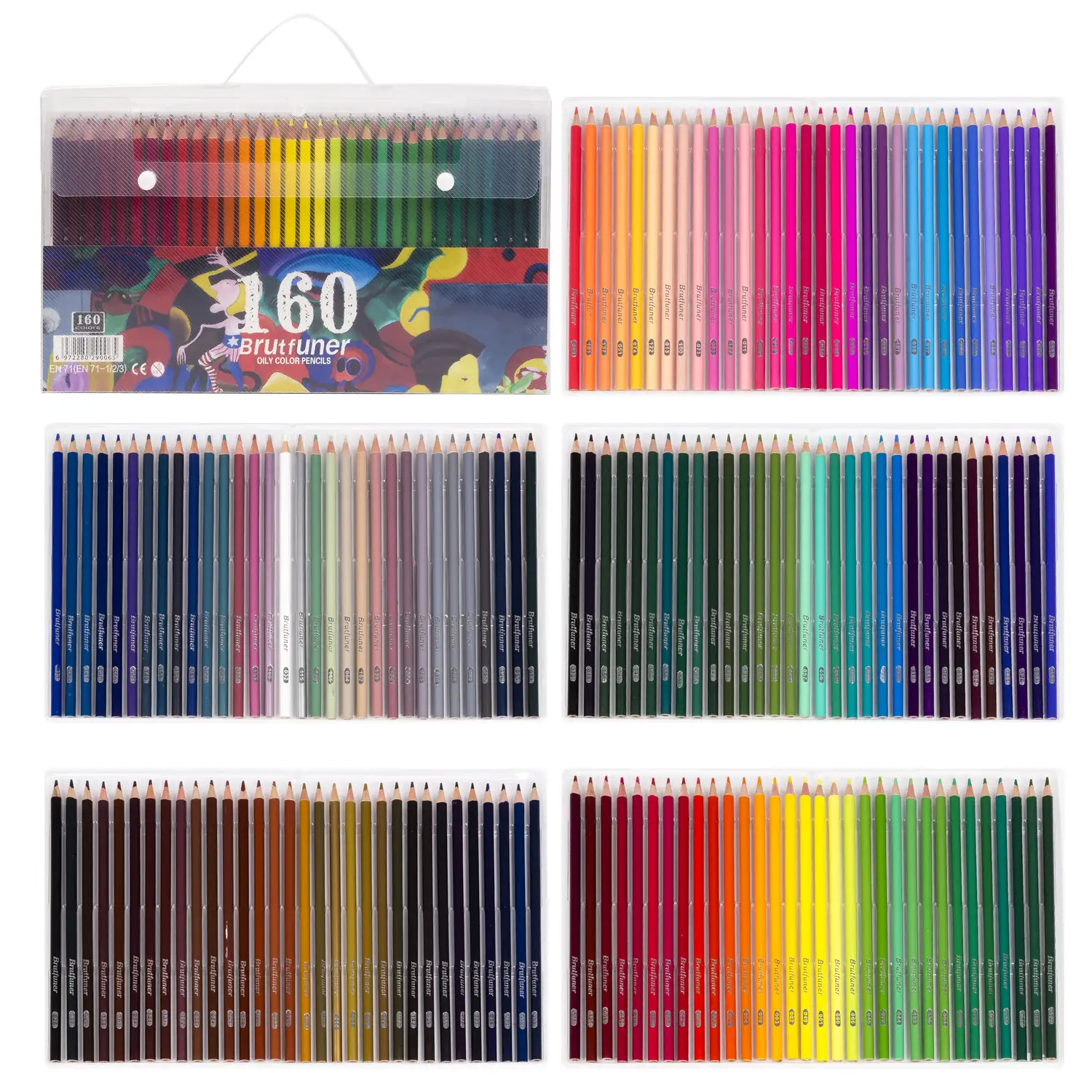 Set de 160 lápices de colores con base de aceite.