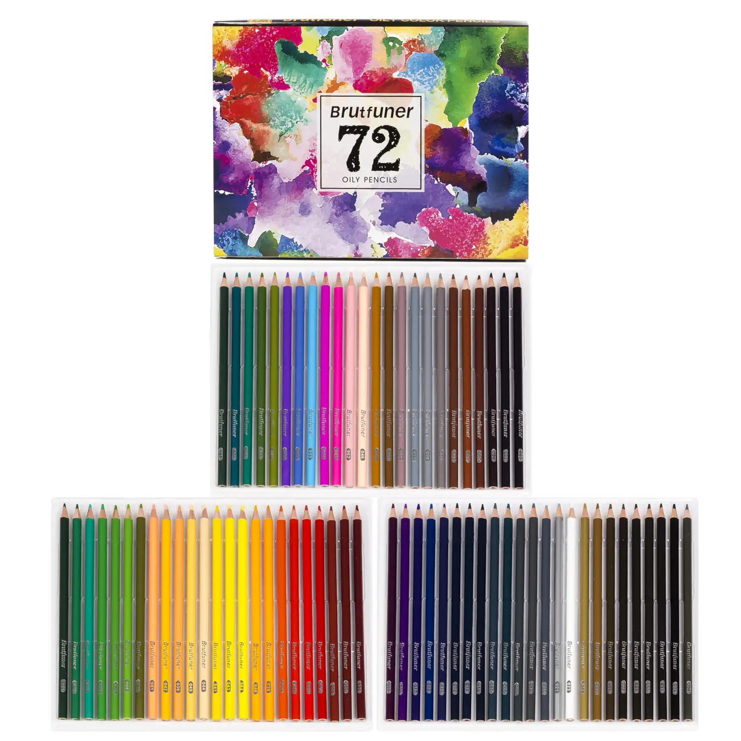 Set de 72 lápices de colores con base de aceite.