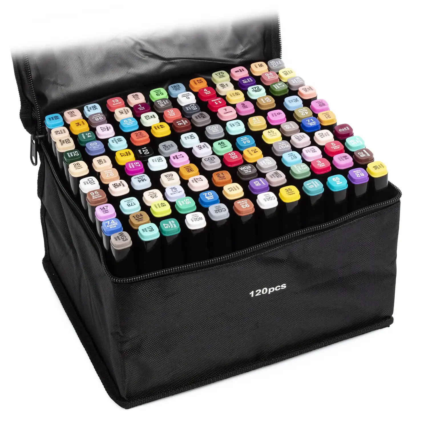 Set de 120 rotuladores en colores variados. Doble punta: fina y ancha en el mismo rotulador.