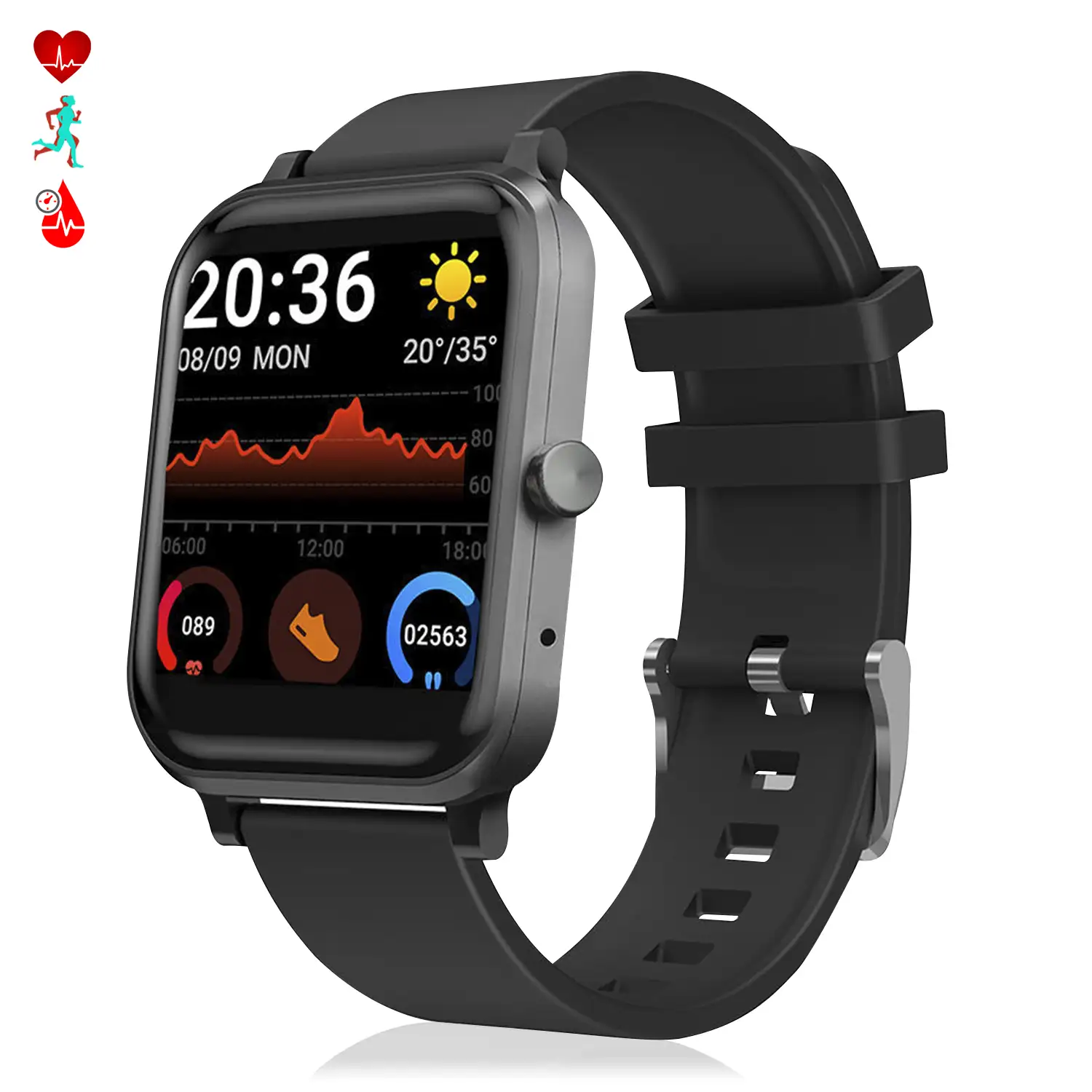 Smartwatch H10 con monitor cardíaco, tensión y de O2 en sangre. 8 modos deportivos.