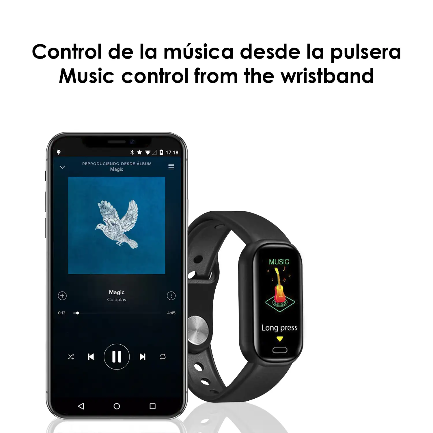 Brazalete inteligente Y16 con monitor cardiaco, presión sanguínea y notificaciones.