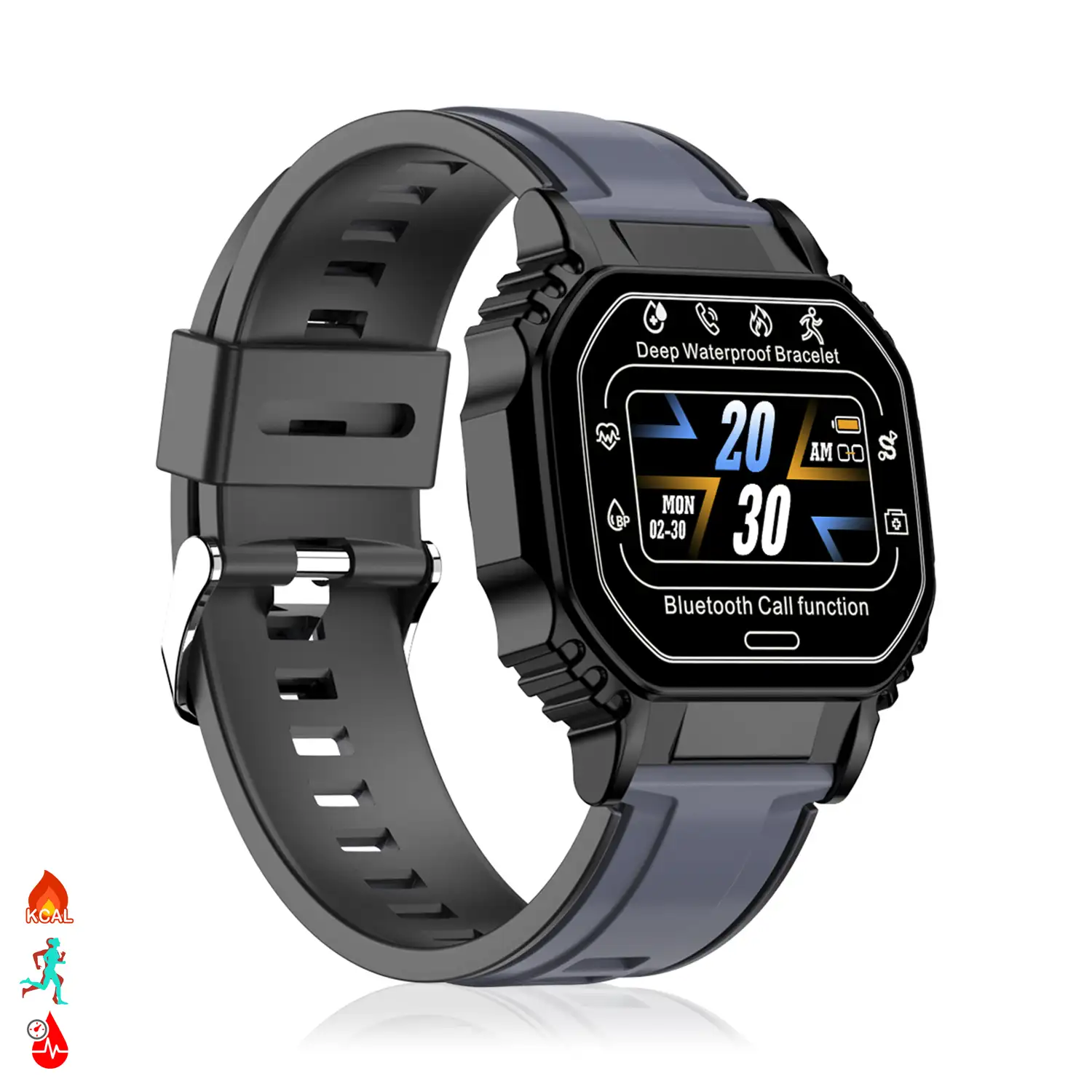 Smartwatch B2 sumergible con monitor cardíaco, O2 en sangre y tensión.