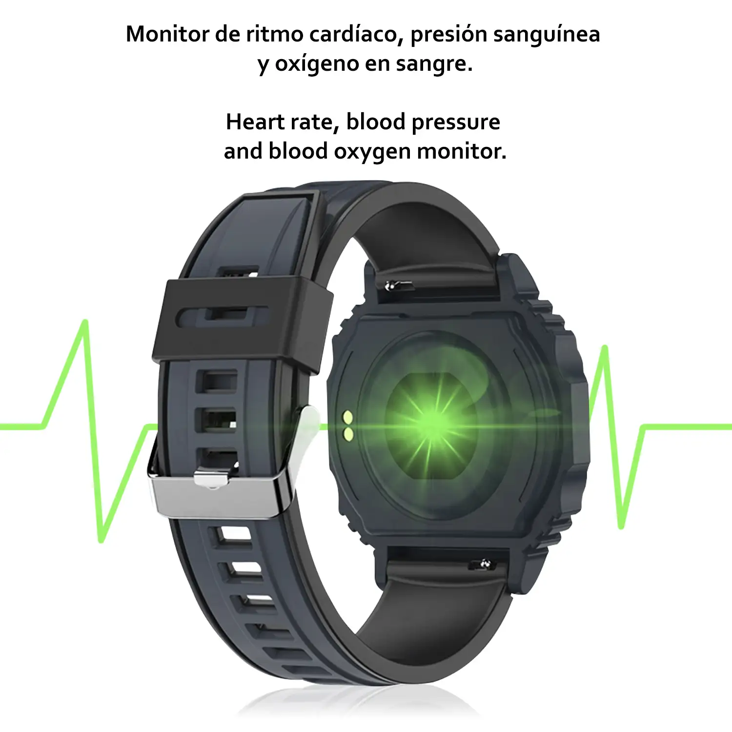 Smartwatch B2 sumergible con monitor cardíaco, O2 en sangre y tensión.