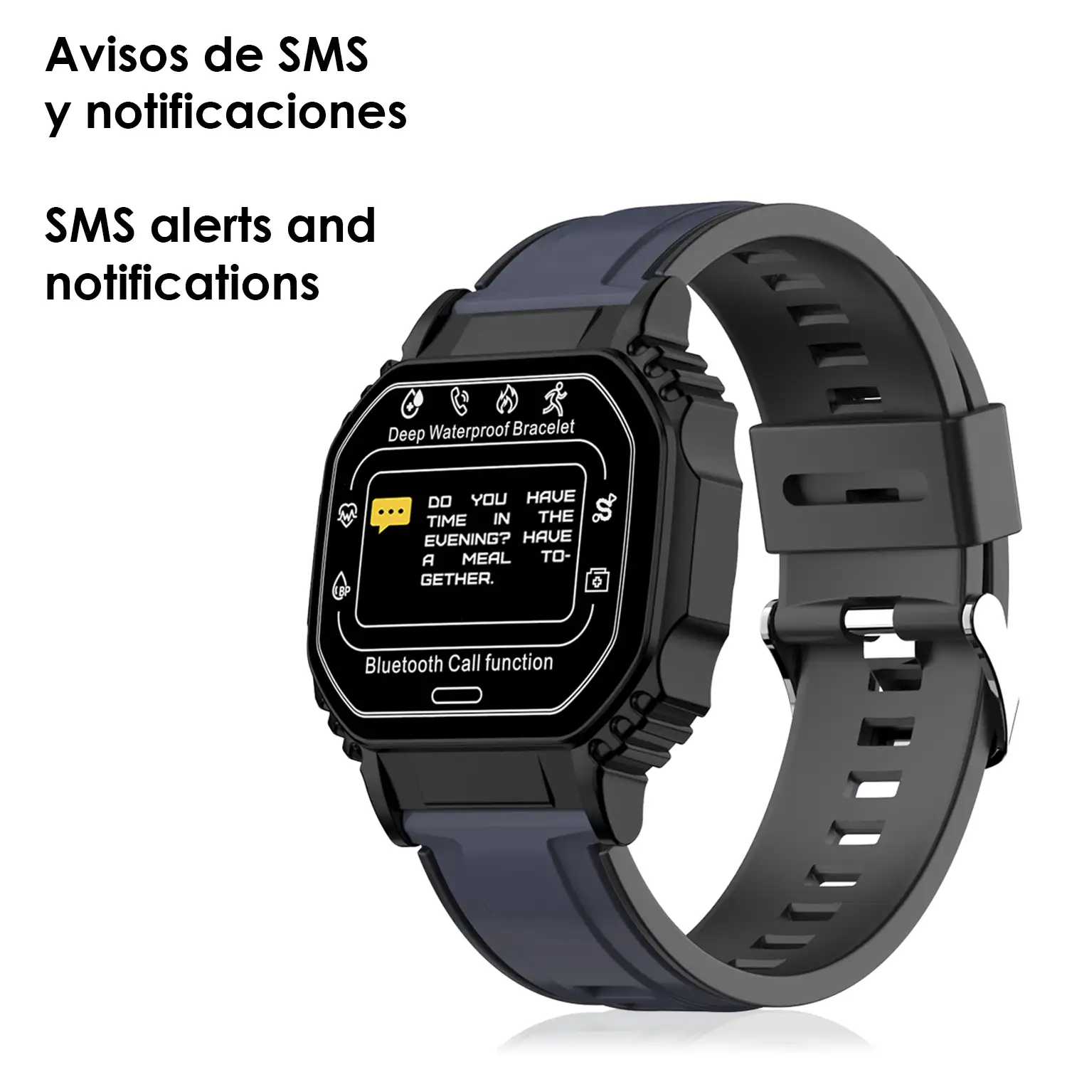 Smartwatch B2 sumergible con monitor cardíaco, O2 en sangre y tensión.