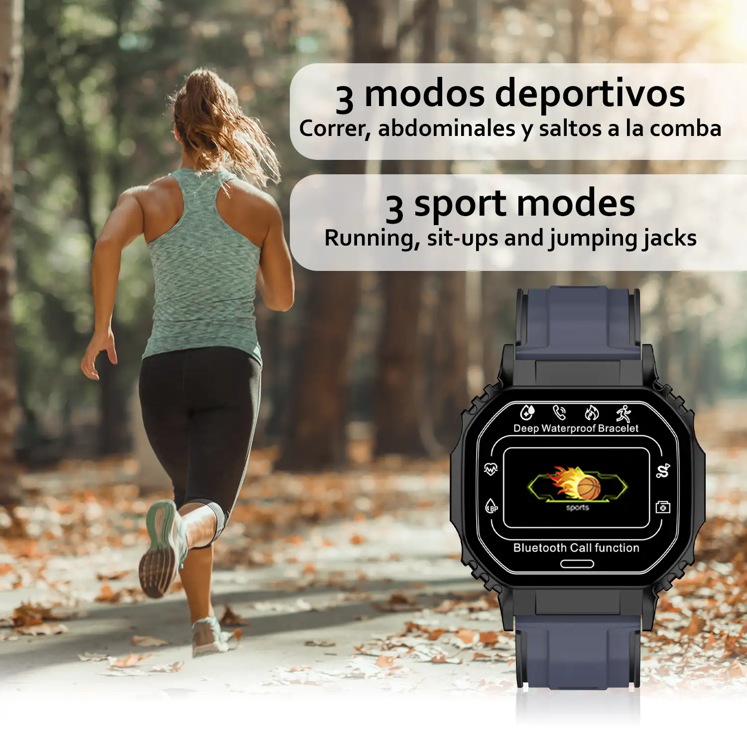 Smartwatch B2 sumergible con monitor cardíaco, O2 en sangre y tensión.