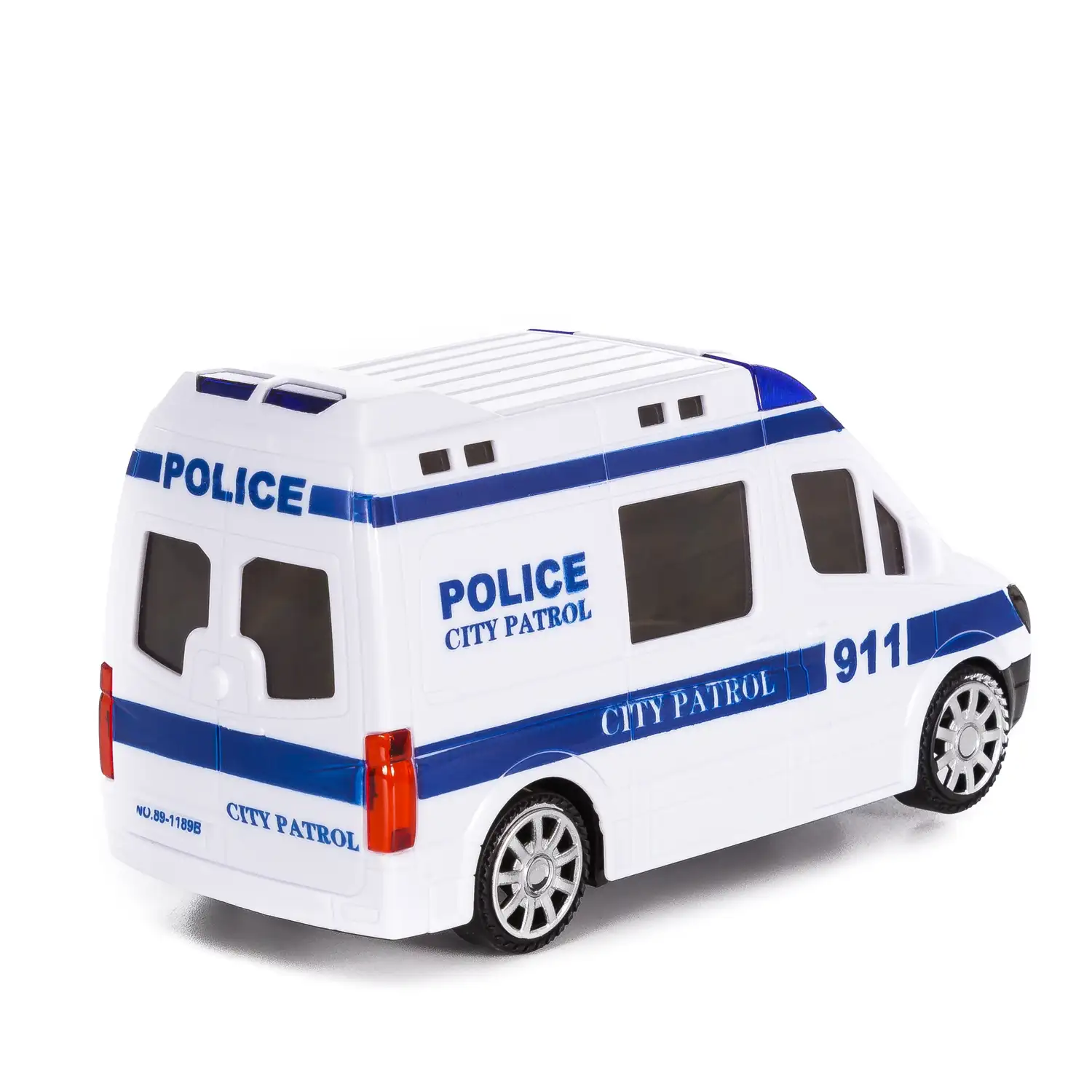 Furgoneta de policía con luces 3D y efectos de sonido. Modo automático de funcionamiento 360°.