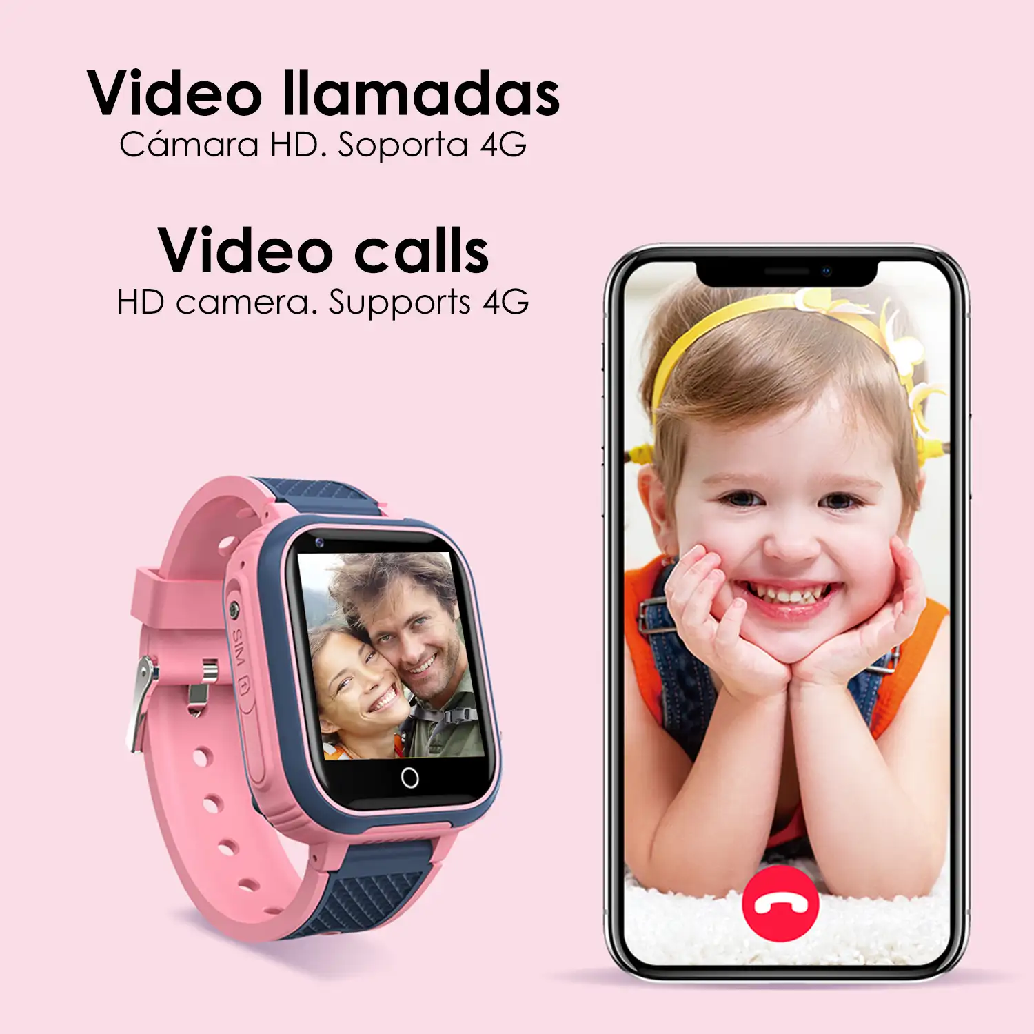  Reloj inteligente para niños, reloj de teléfono con rastreador  GPS, cámara de llamadas de 3 vías, reloj inteligente con pantalla táctil de  1.4 pulgadas, reloj inteligente para niños con reproductor de