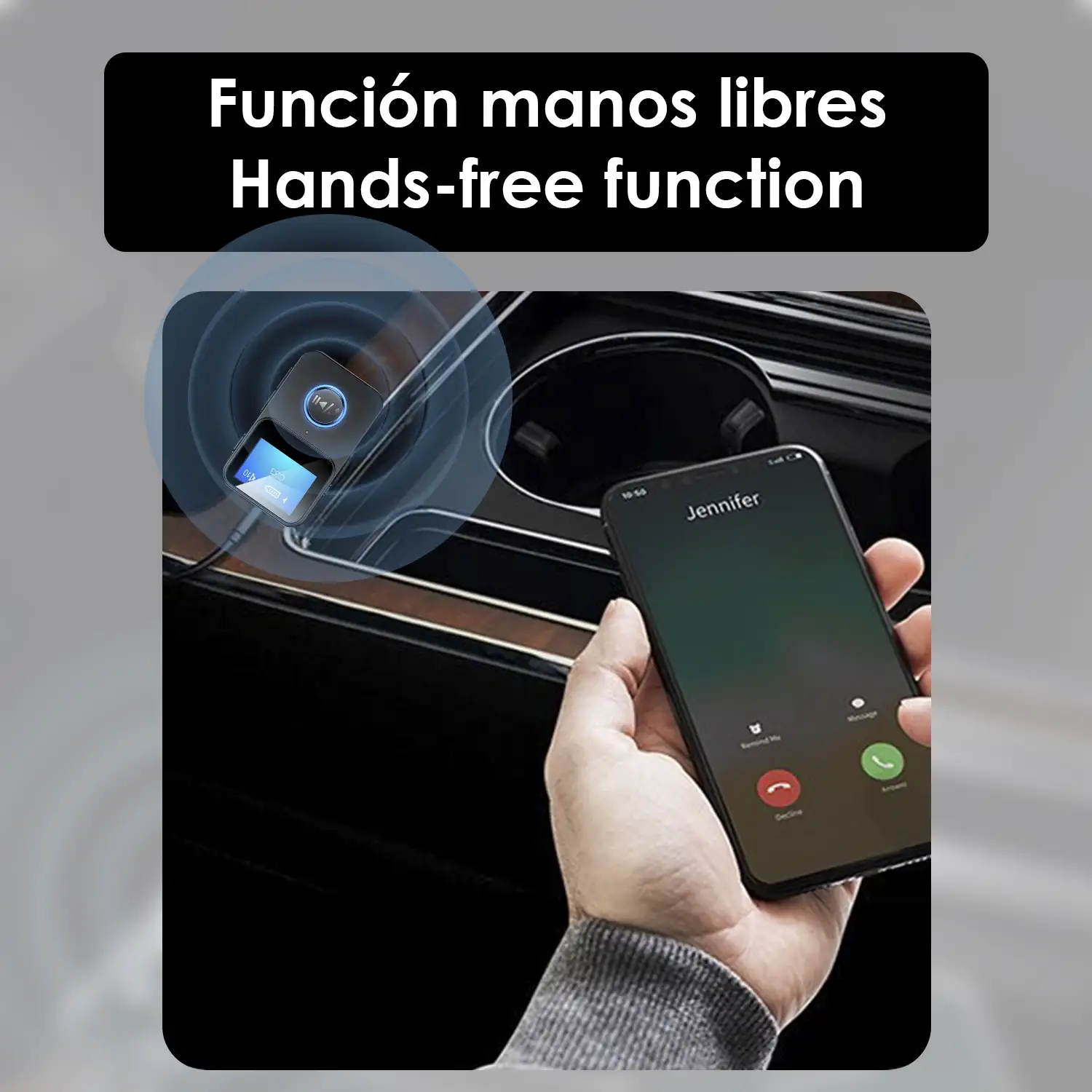 Receptor Bluetooth C33. Función manos libres, reproductor de audio por Micro SD y disparador de cámara remoto.