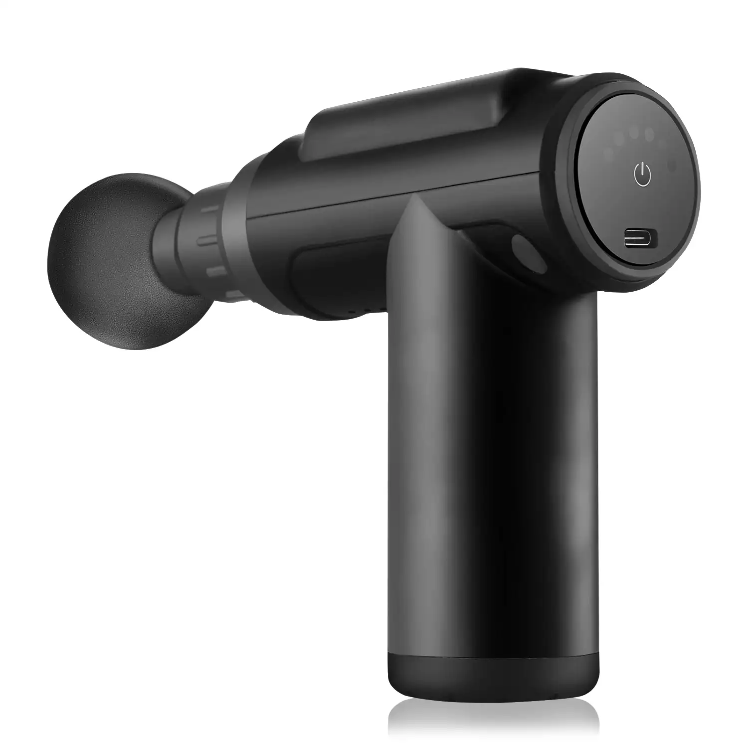 Mini pistola de masaje muscular Fascia Gun J 28. 6 intensidades 4 cabezales. Bateria de larga