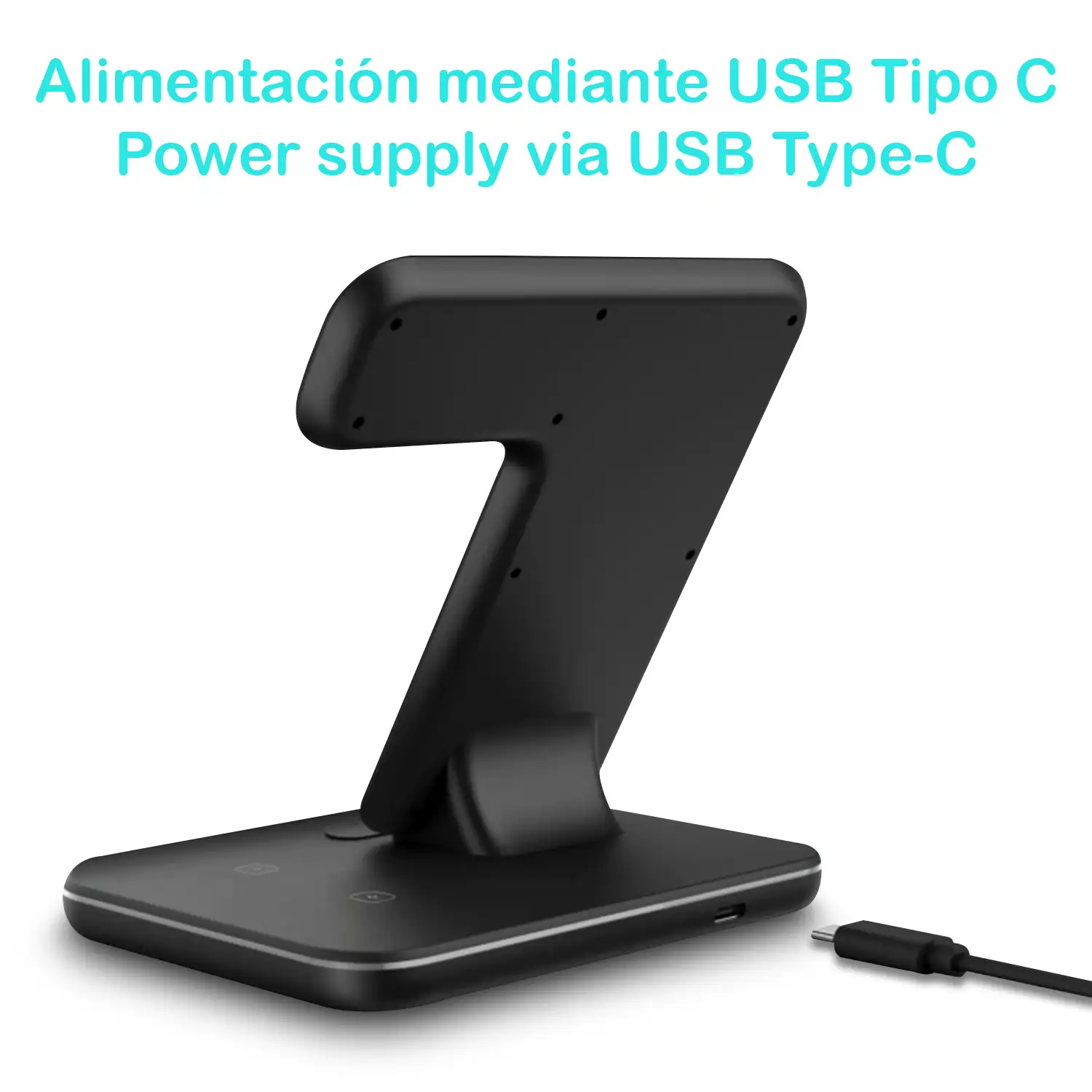 Estación de carga rápida Qi 15W 3 en 1. Con cargador y soporte de Apple Watch y cargador para Apple Airpods y otros dispositivos con entrada Micro USB.