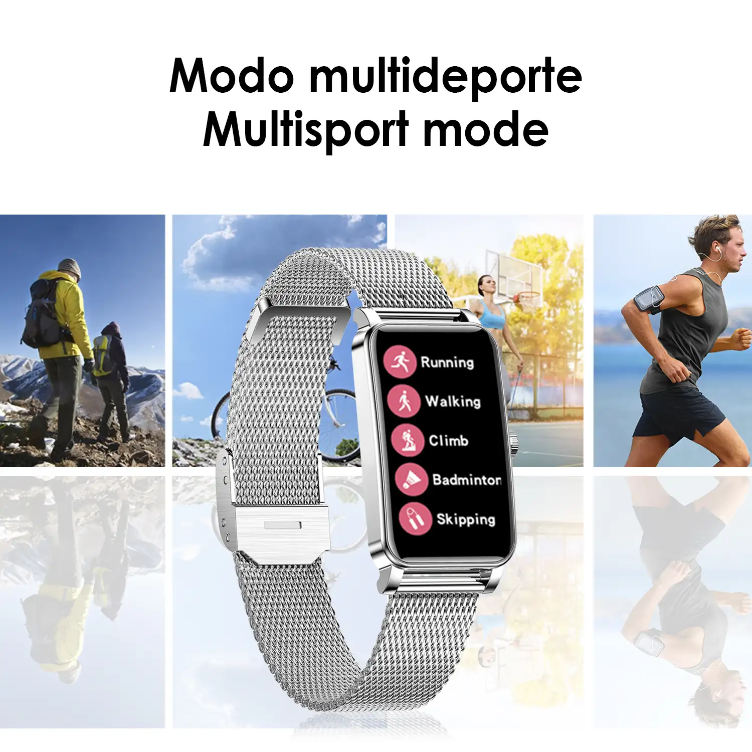 Smartwatch deportivo especial femenino ZX19. 12 modos deportivos, monitor cardiaco, O2 en sangre y de tensión.