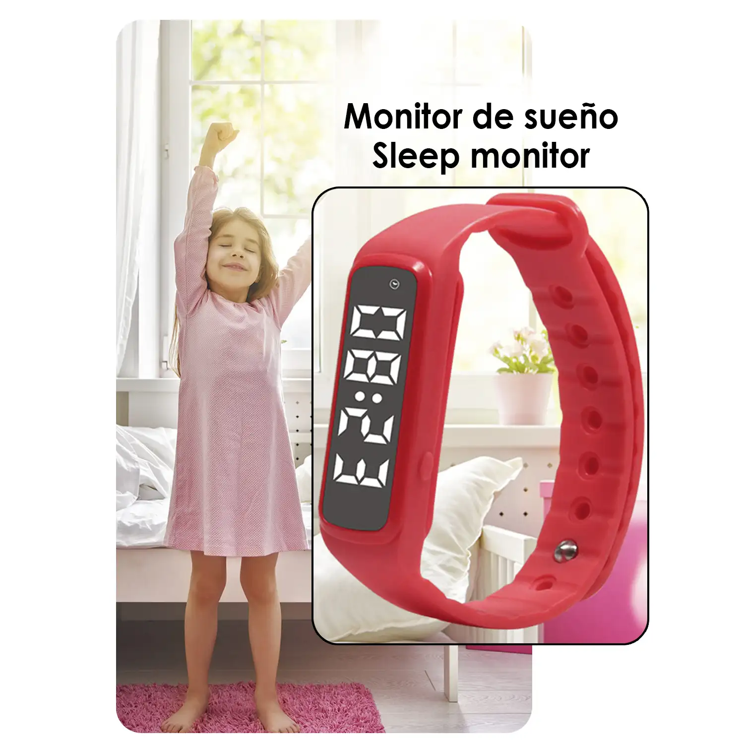 Brazalete inteligente CD5 con termómetro, podómetro y monitor de sueño.