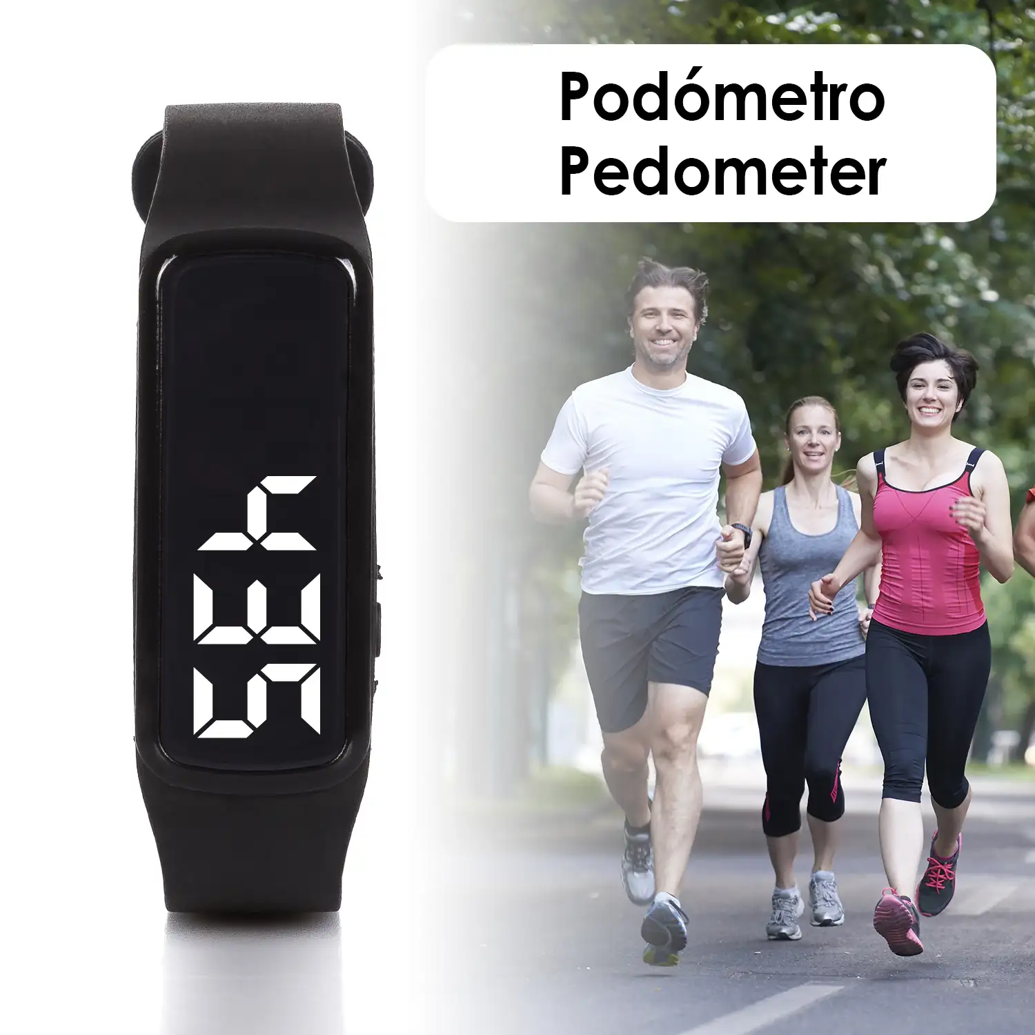 Brazalete inteligente CD5L con podómetro, alarma y cronómetro.