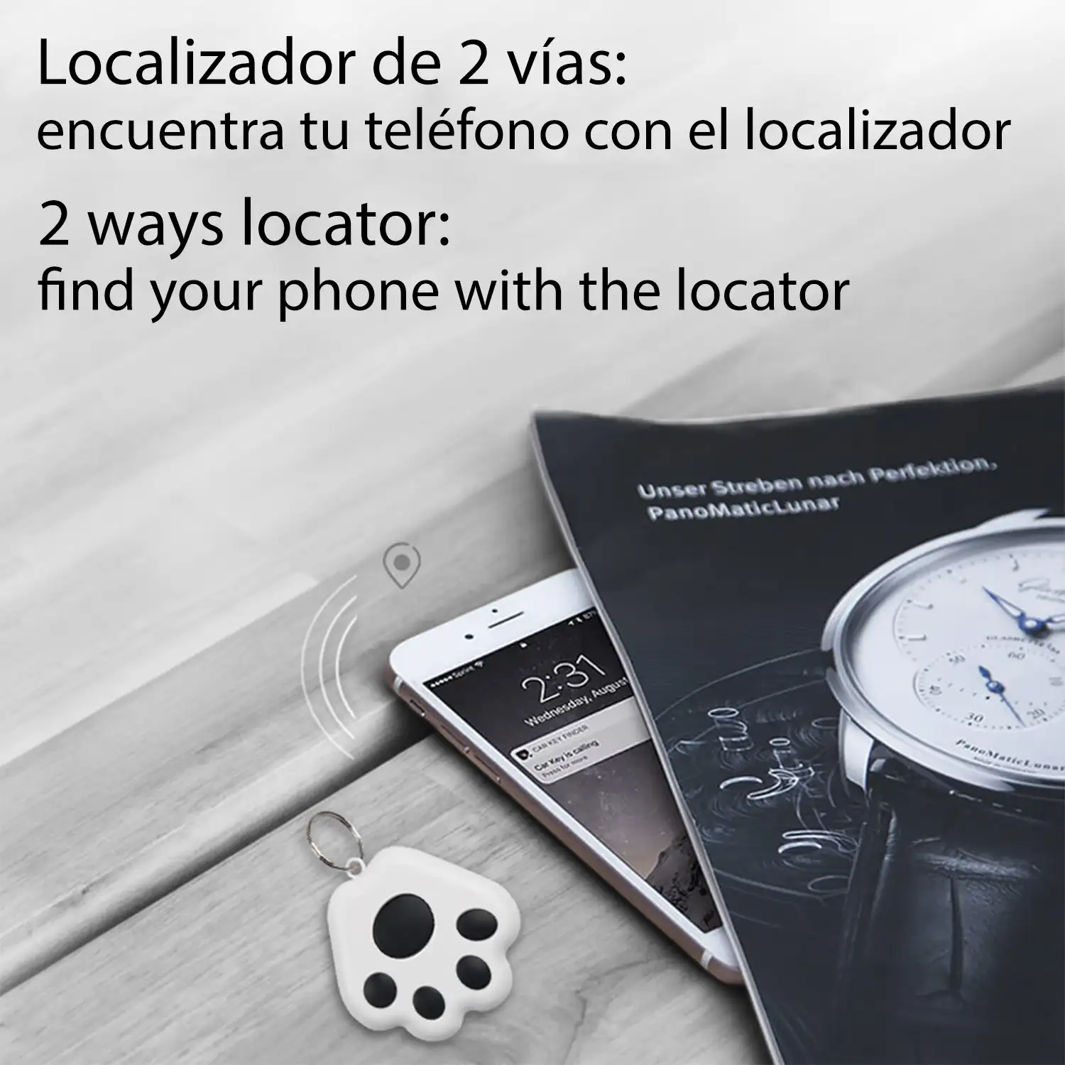 Localizador PAW Bluetooth 4.0 multifunción, con indicador GPS de última localización. Para mascotas, llaves, maletas, etc.