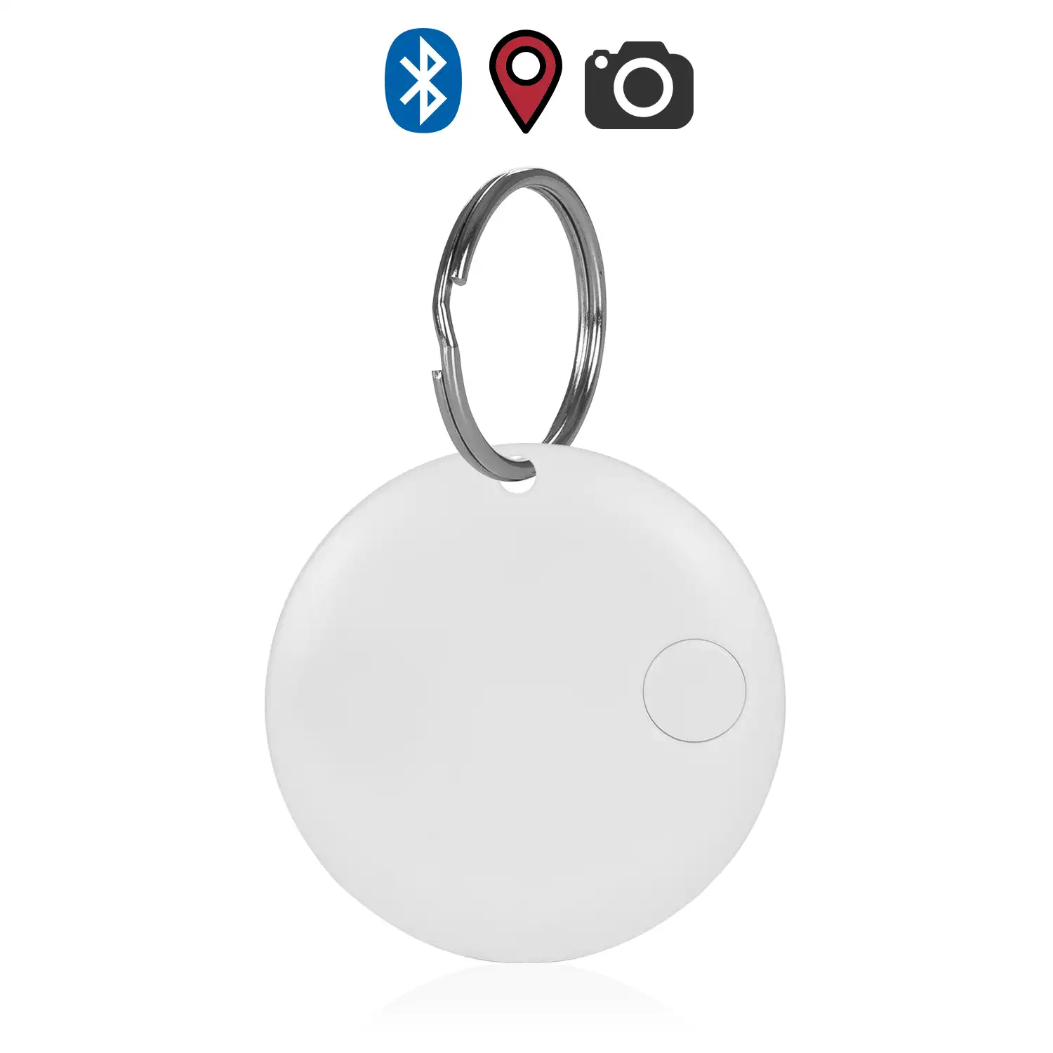 Llavero localizador redondo Bluetooth 4.0 multifunción, con indicador GPS de última localización. Para mascotas, llaves, maletas, etc.