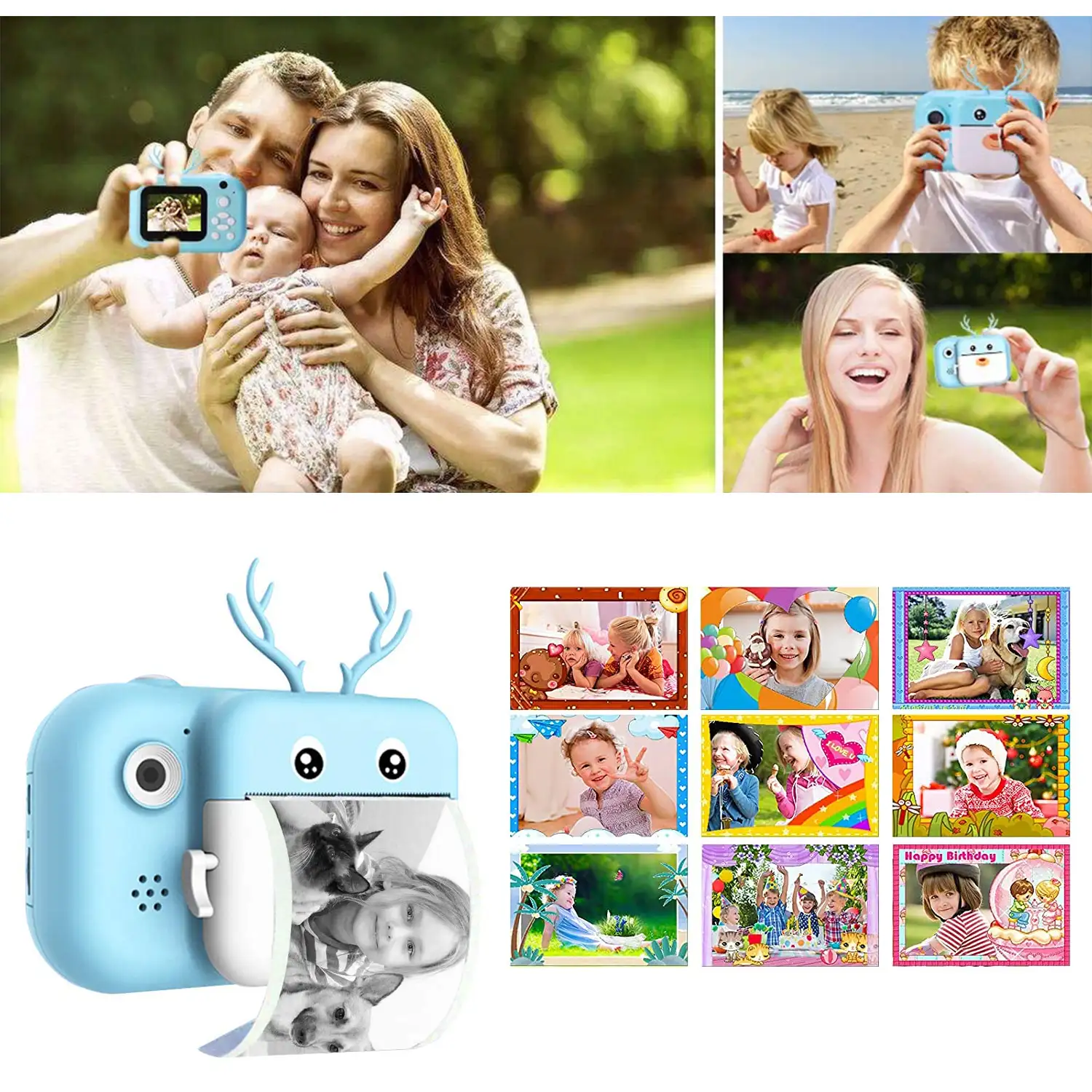 Cámara Ciervo digital de fotos 40mpx y video 2,5K para niños. Impresión instantánea de tus fotos preferidas. Doble cámara, para selfies.