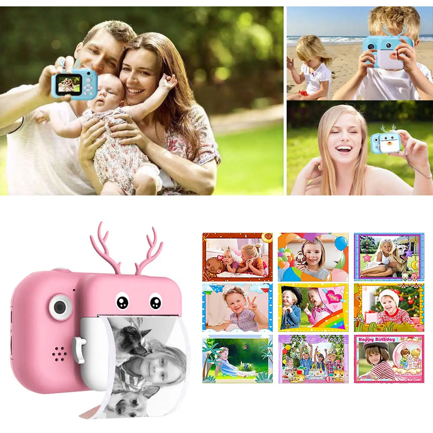 Cámara Ciervo digital de fotos 40mpx y video 2,5K para niños. Impresión instantánea de tus fotos preferidas. Doble cámara, para selfies.
