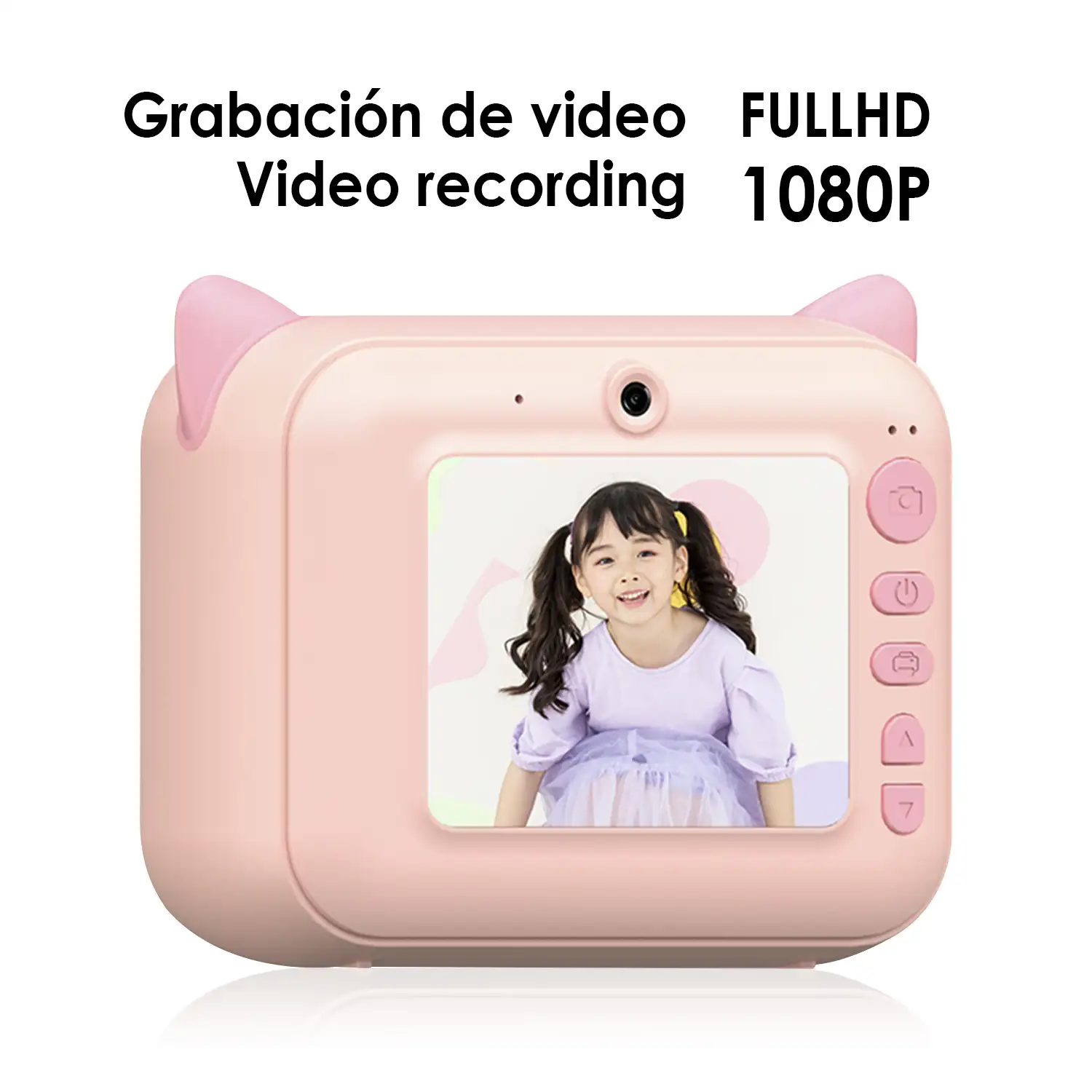 Cámara digital de fotos 12mpx y video FullHD para niños. Impresión instantánea de tus fotos preferidas. Doble cámara, para selfies.