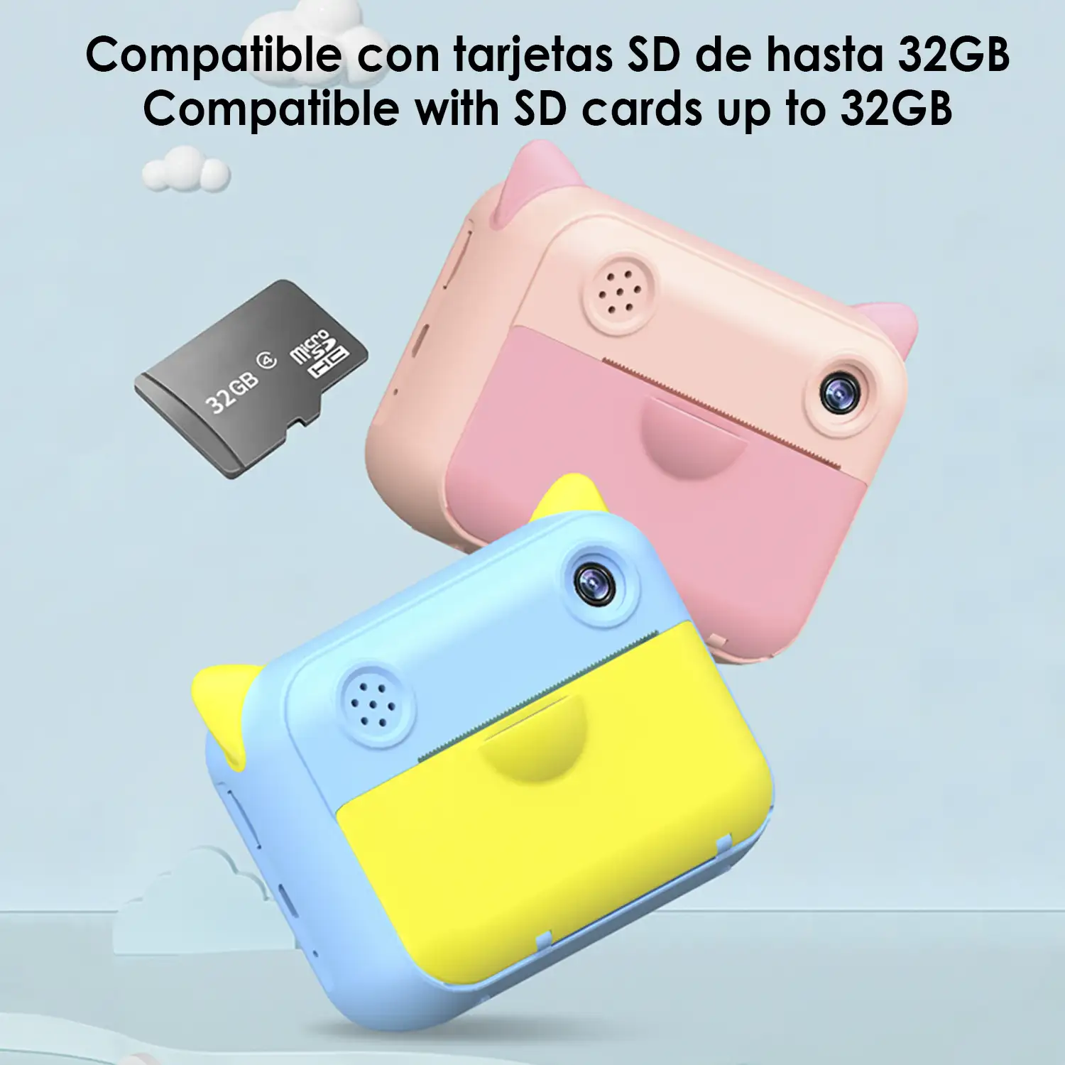 Cámara digital de fotos 12mpx y video FullHD para niños. Impresión instantánea de tus fotos preferidas. Doble cámara, para selfies.