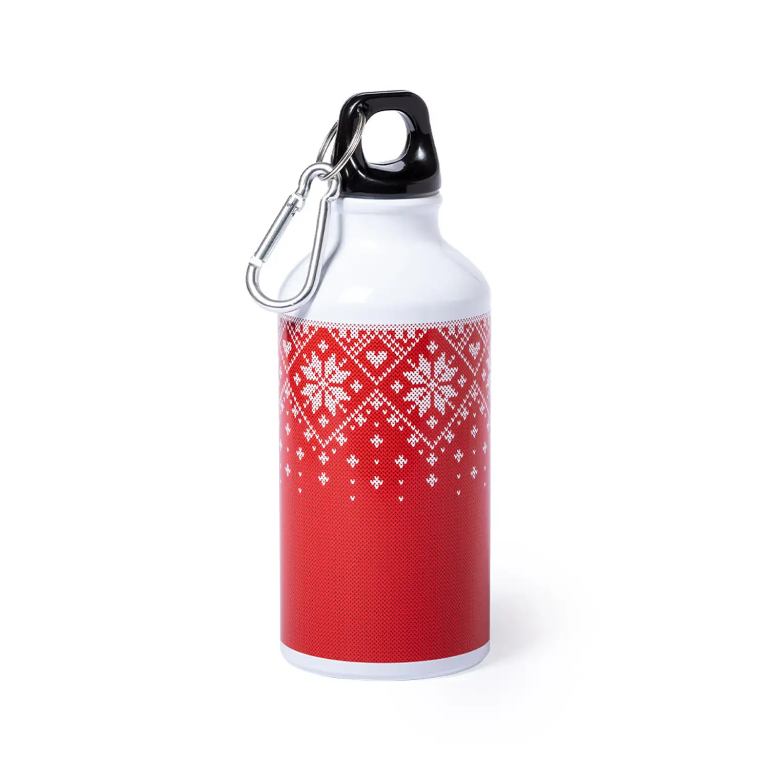 Bidón Raven de aluminio, 400ml de capacidad. Diseño navideño. Tapón de rosca.