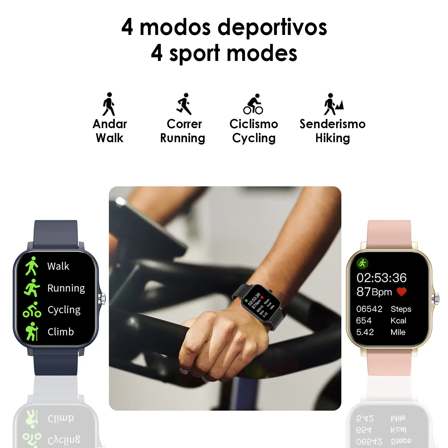 Smartwatch H30 con monitor de tensión y O2 en sangre, corona lateral funcional, notificaciones de aplicaciones.