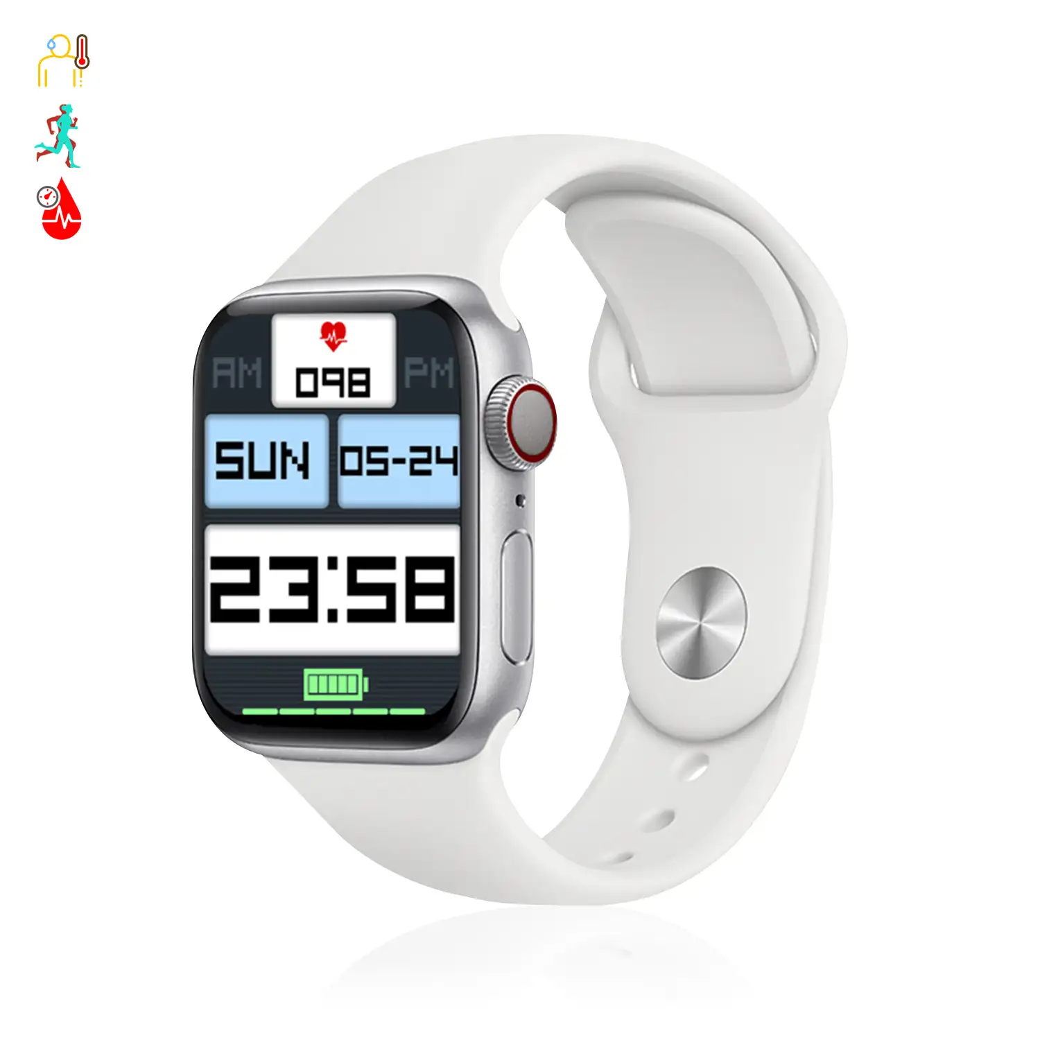 Smartwatch X8 Max con marcador y llamadas Bluetooth, termómetro corporal, monitor cardiaco y de tensión.