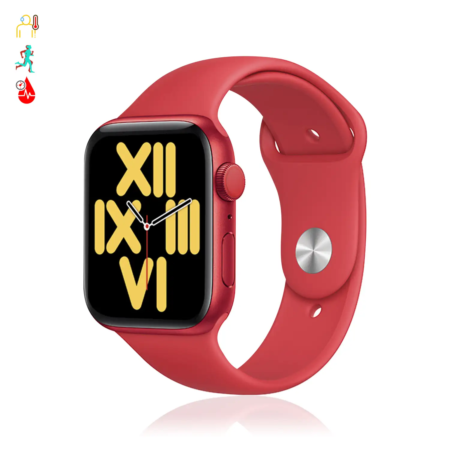 Smartwatch X8 Max con marcador y llamadas Bluetooth, termómetro corporal, monitor cardiaco y de tensión.