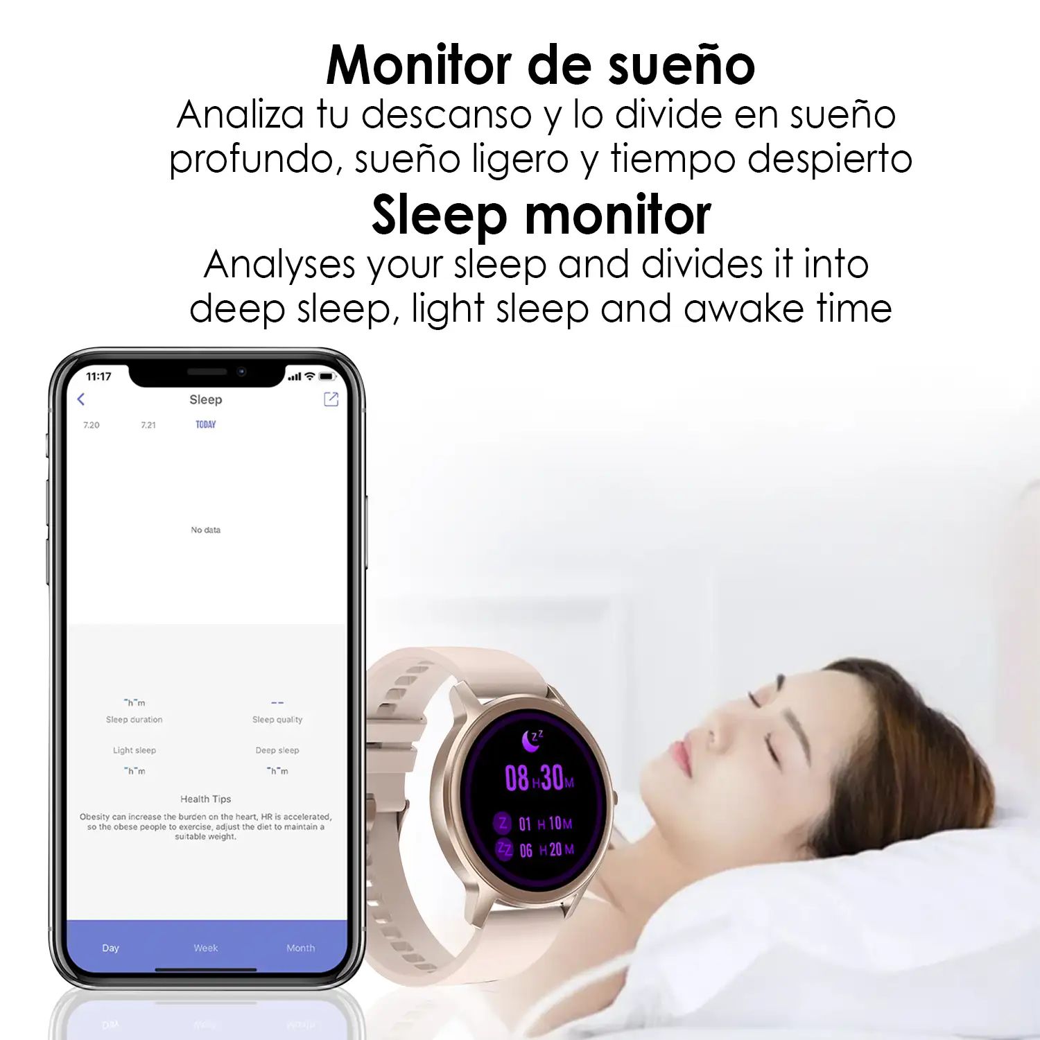 Smartwatch DT56 con monitor de tensión y oxígeno en sangre. Varios modos deportivos. Notificaciones para iOS y Android.