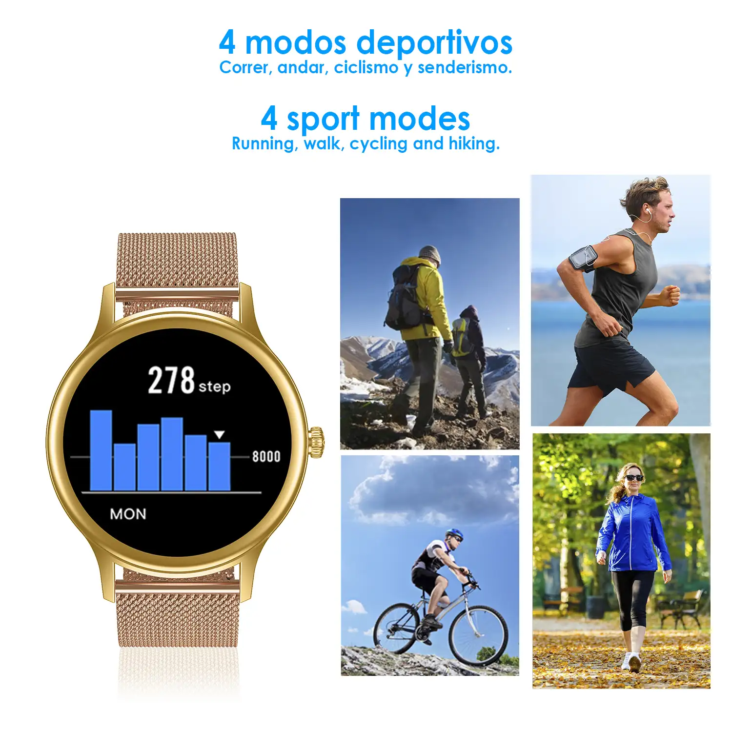 Smartwatch DT66 con monitor de tensión y oxígeno en sangre. Varios modos deportivos. Notificaciones para iOS y Android.